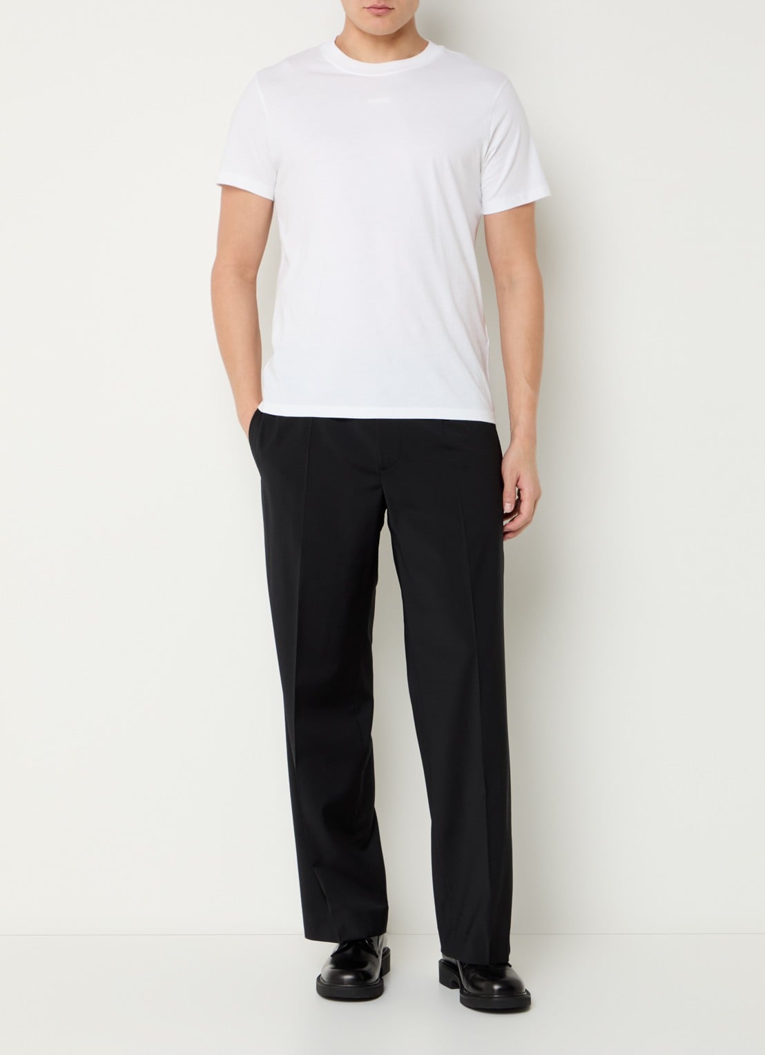 Sandro Straight fit pantalon in wolblend met steekzakken - voorkant 5 zwart