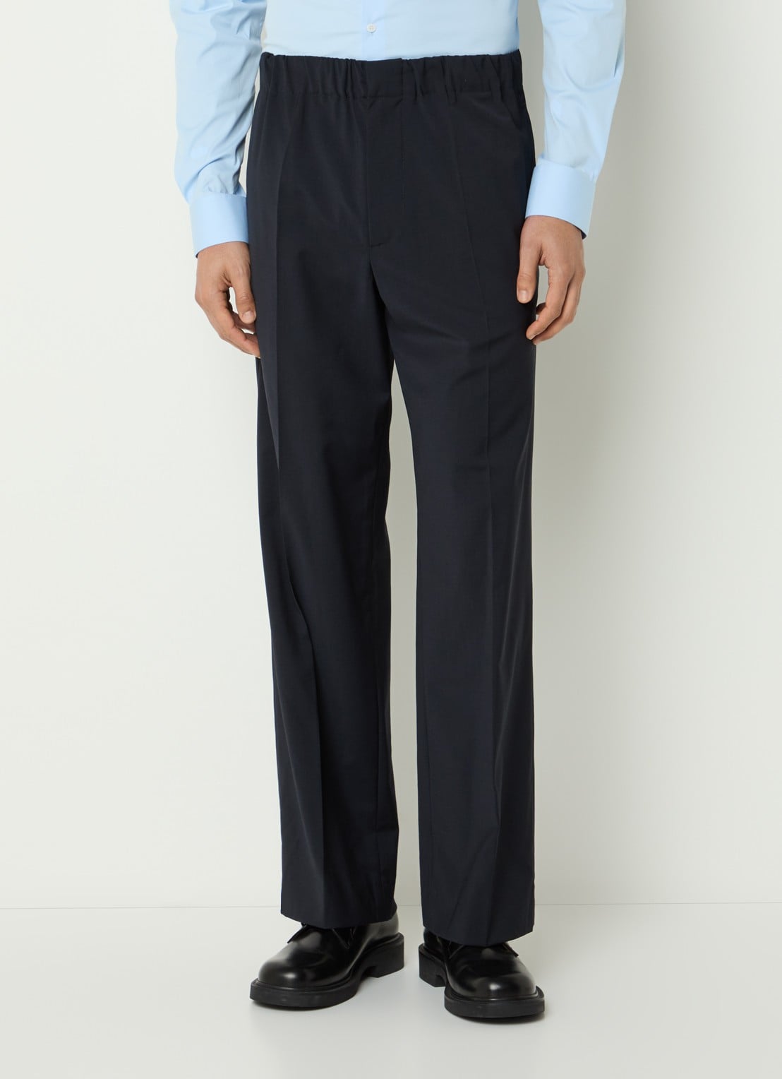 Sandro Straight fit pantalon in wolblend met steekzakken - detail 2 donkerblauw