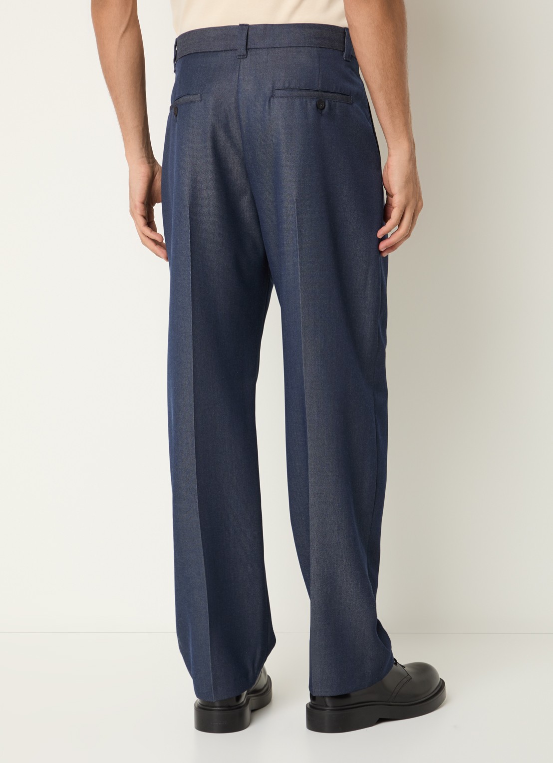 Sandro Straight fit pantalon in wolblend met steekzakken - achterkant 5 indigo