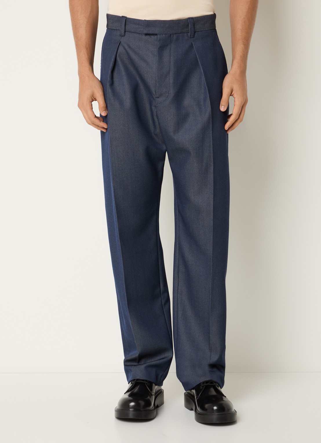 Sandro Straight fit pantalon in wolblend met steekzakken - detail 3 indigo