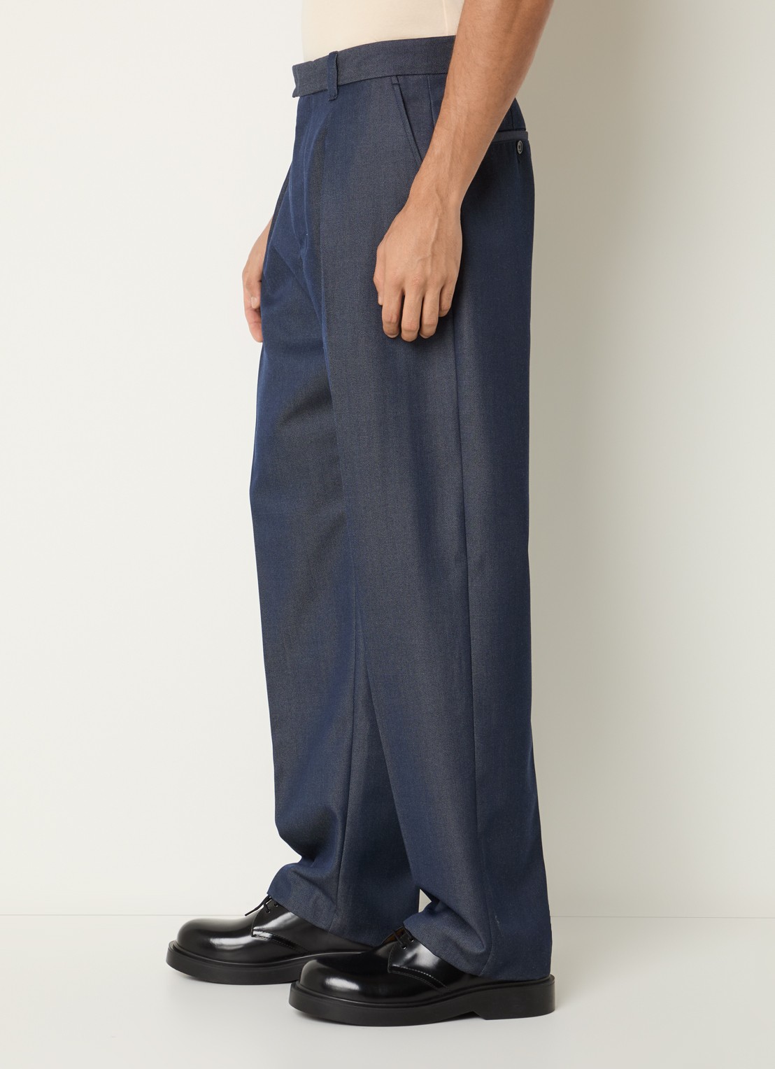 Sandro Straight fit pantalon in wolblend met steekzakken - detail 4 indigo