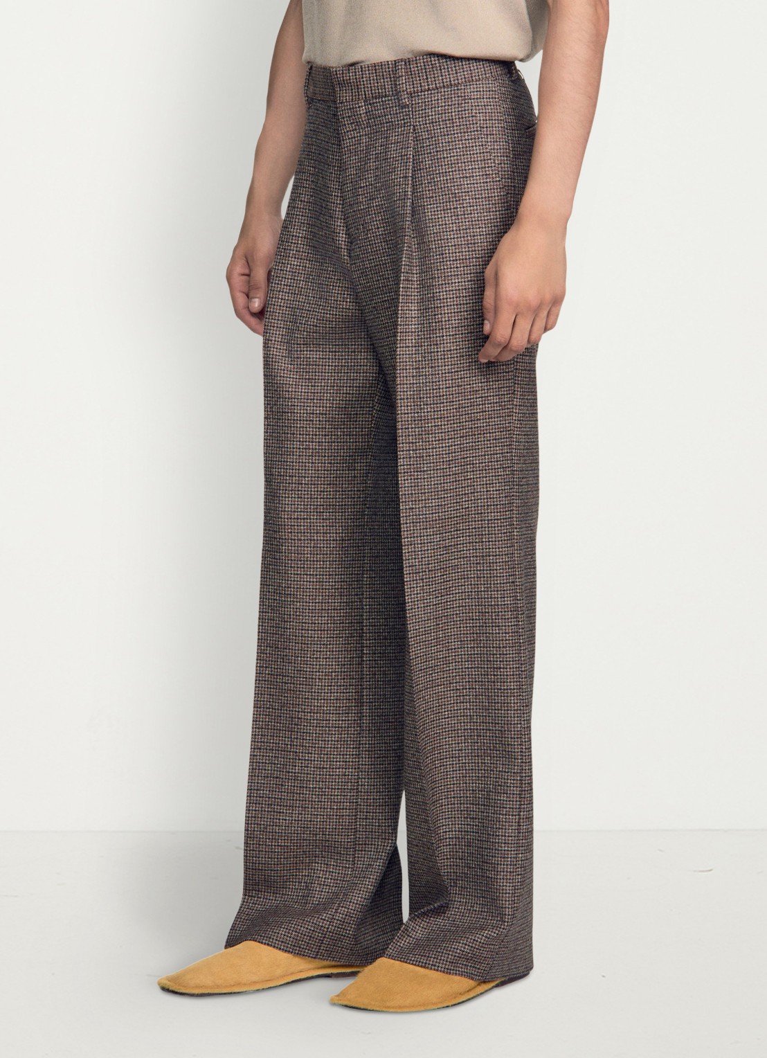 Sandro Straight fit pantalon met ruit dessin - detail 4 bruin