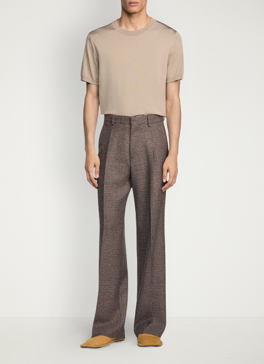 Sandro Straight fit pantalon met ruit dessin - detail 5 bruin