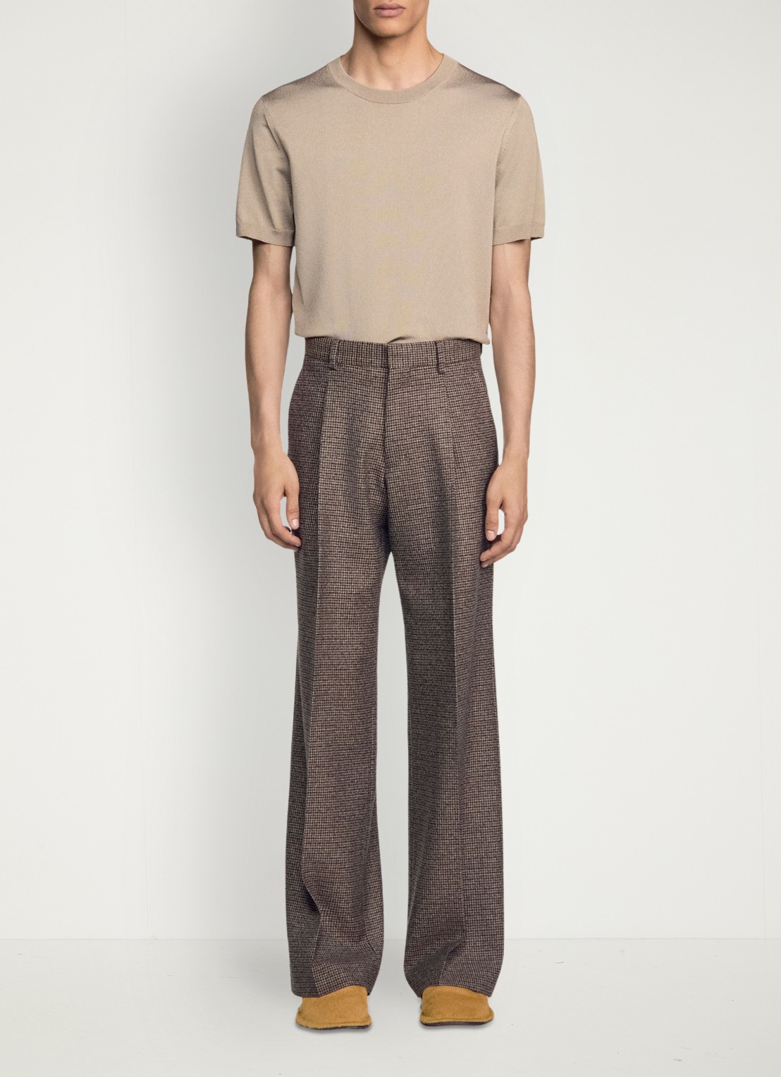 Sandro Straight fit pantalon met ruit dessin - voorkant 3 bruin