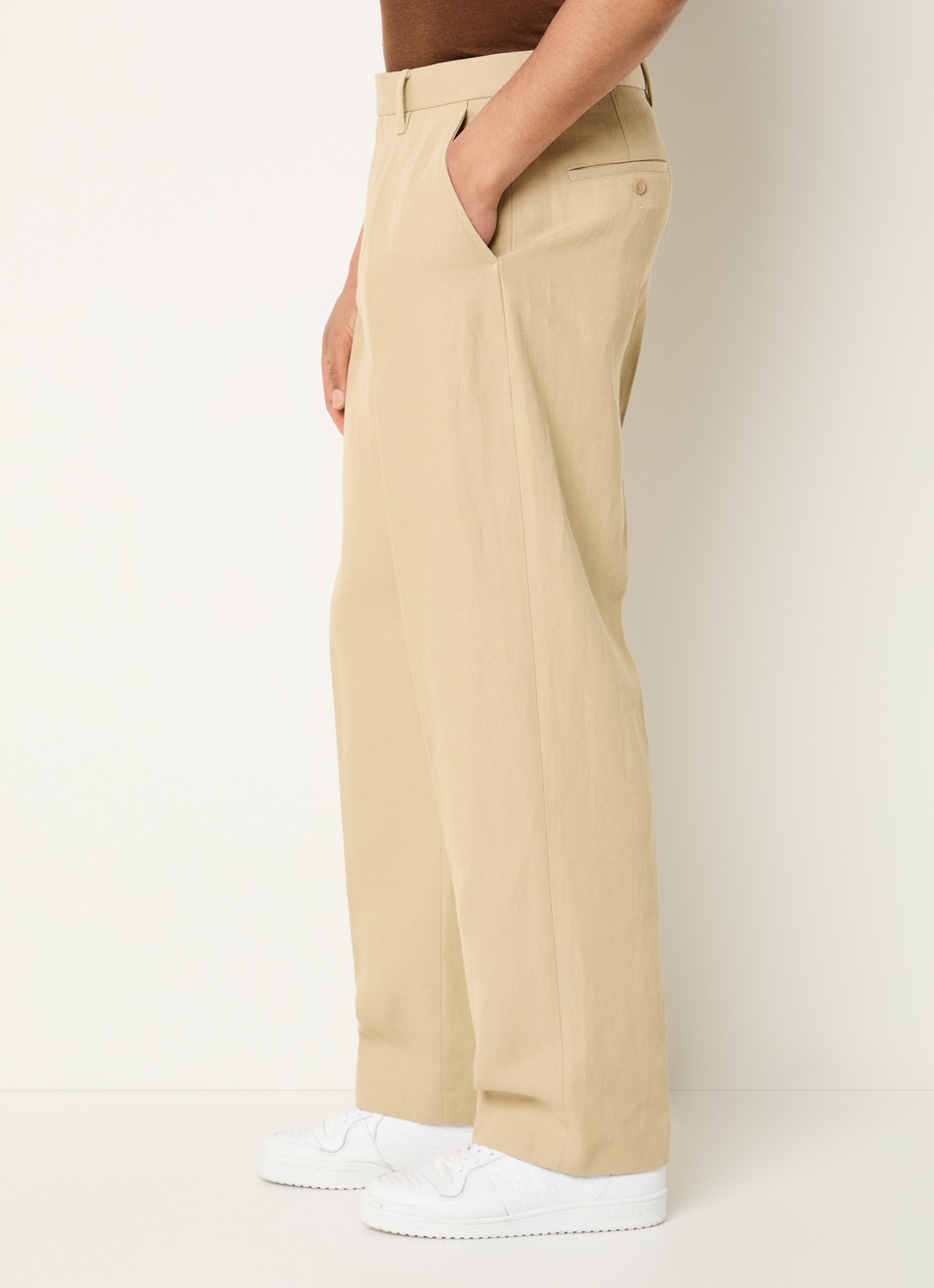 Sandro Straight fit pantalon met steekzakken - detail 5 creme
