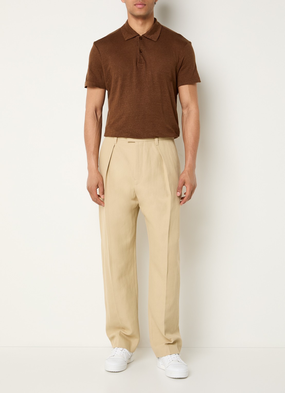 Sandro Straight fit pantalon met steekzakken - voorkant 3 creme