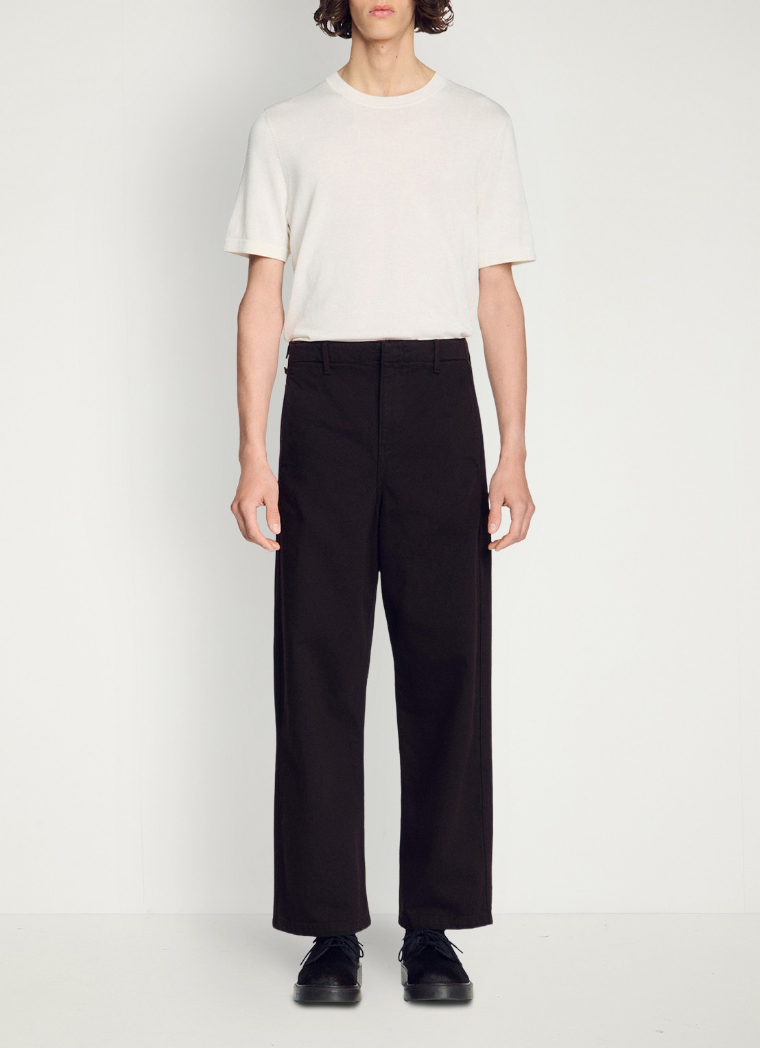 Sandro Straight fit pantalon met steekzakken - voorkant 2 chocoladebruin