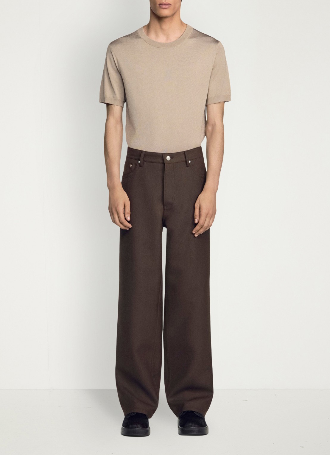 Sandro Straight fit pantalon met steekzakken - voorkant 6 taupe
