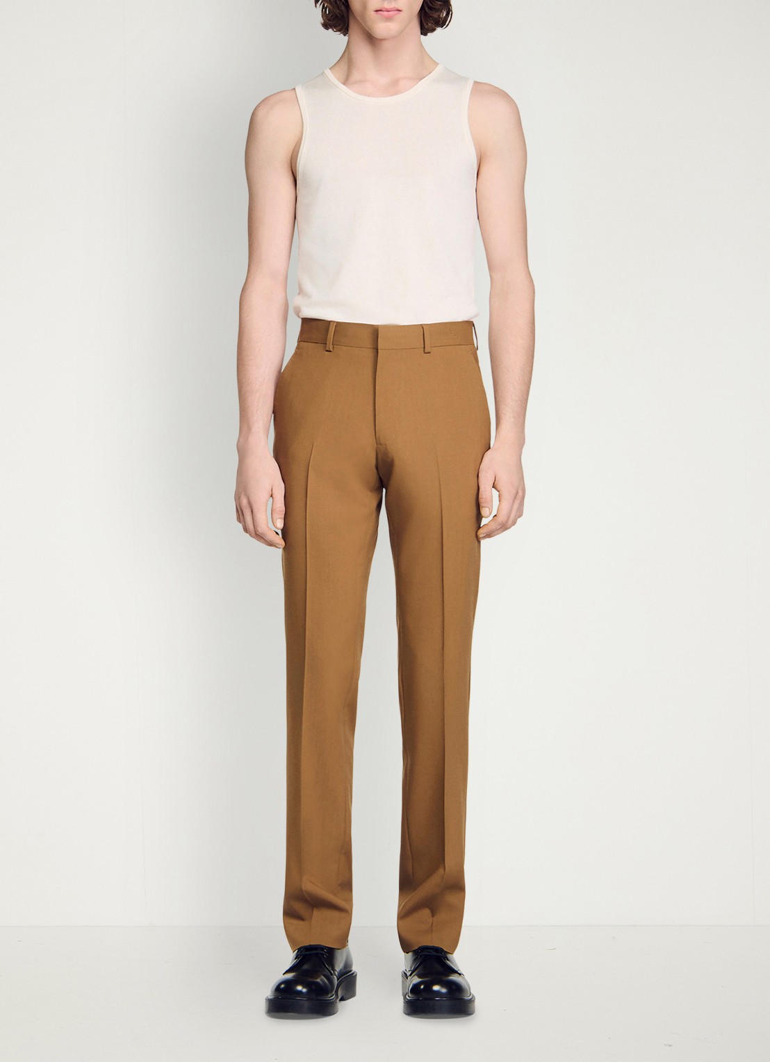 Sandro Straight fit pantalon met steekzakken - detail 7 camel