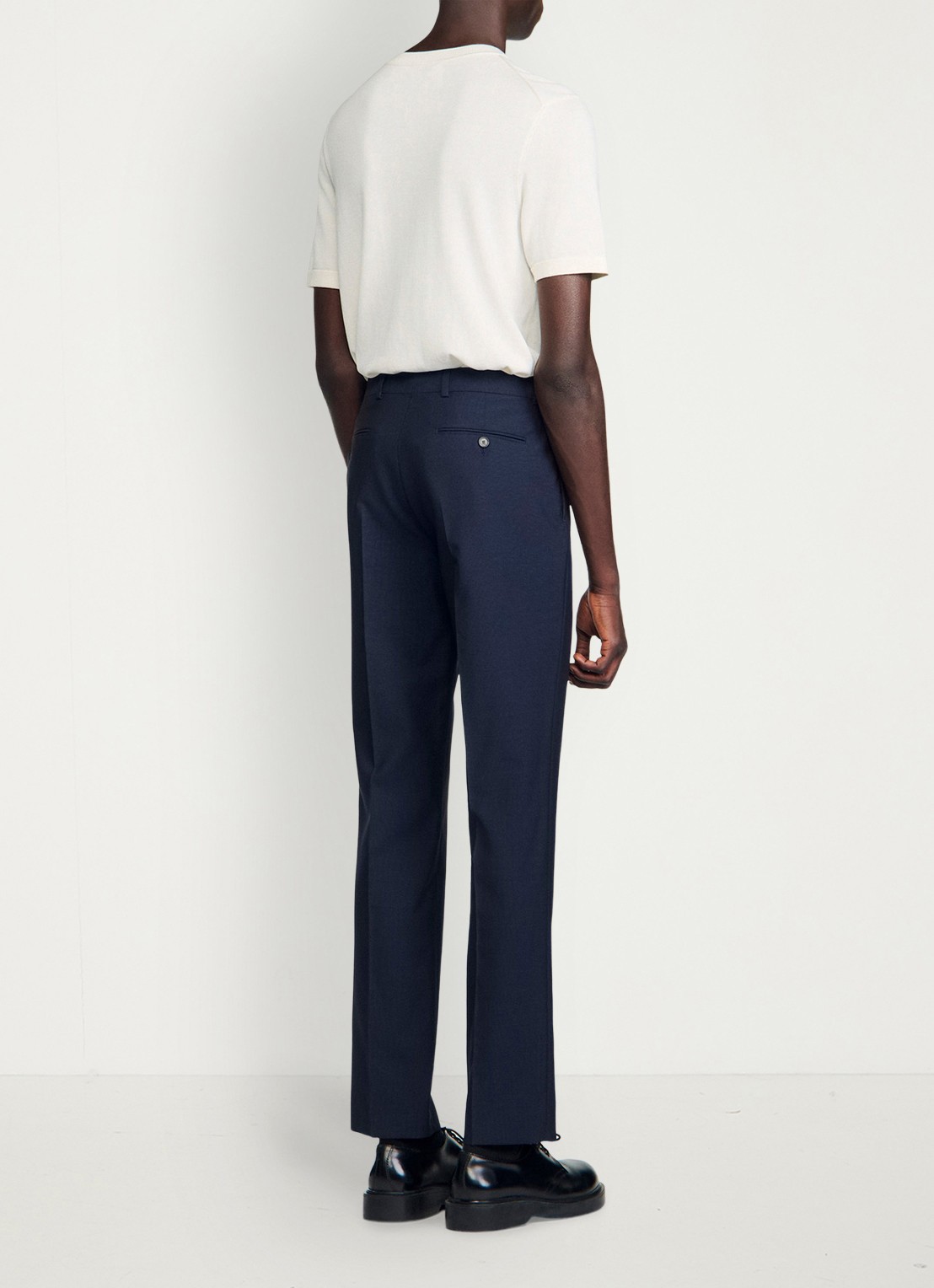 Sandro Straight fit pantalon met steekzakken - achterkant 3 donkerblauw