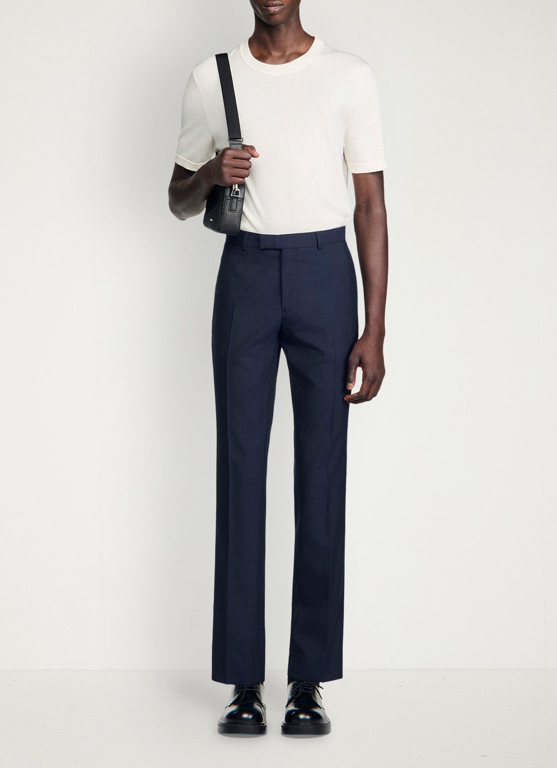 Sandro Straight fit pantalon met steekzakken - detail 4 donkerblauw
