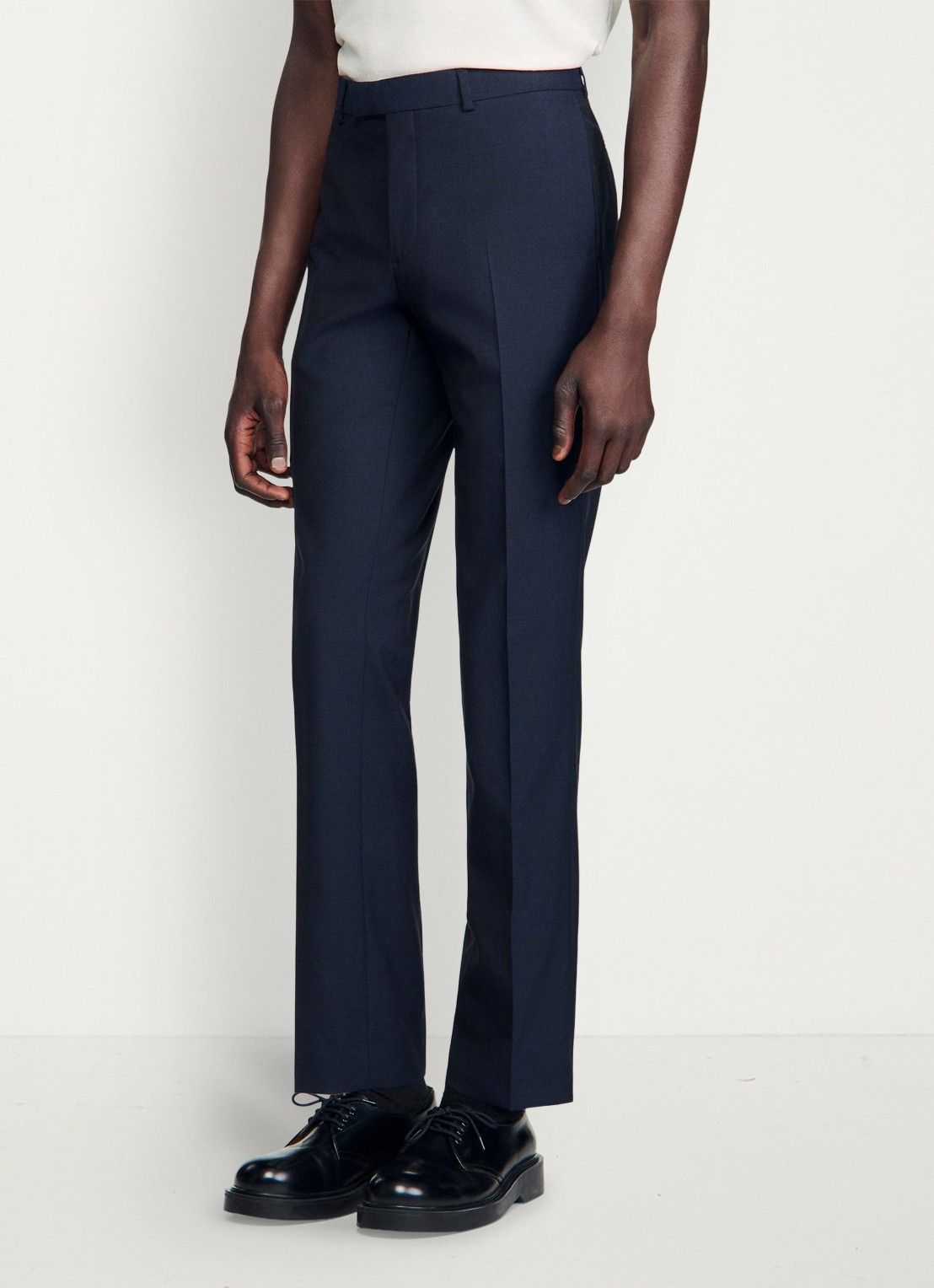 Sandro Straight fit pantalon met steekzakken - detail 6 donkerblauw