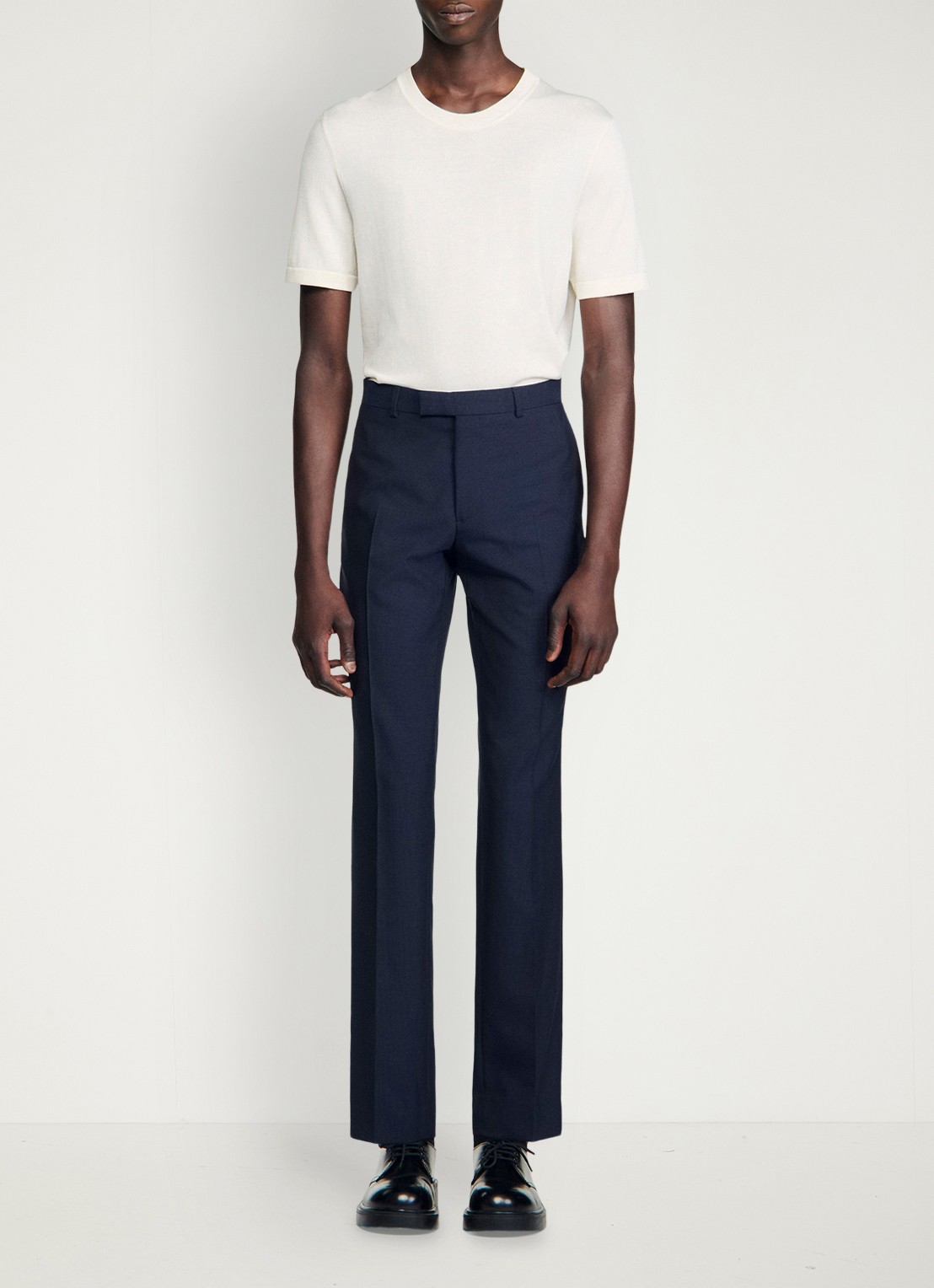 Sandro Straight fit pantalon met steekzakken - voorkant donkerblauw