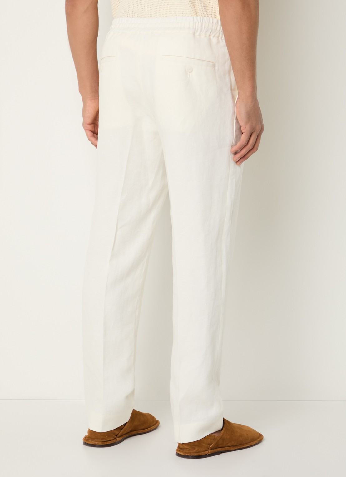 Sandro Straight fit pantalon van linnen met steekzakken - achterkant 5 gebroken wit
