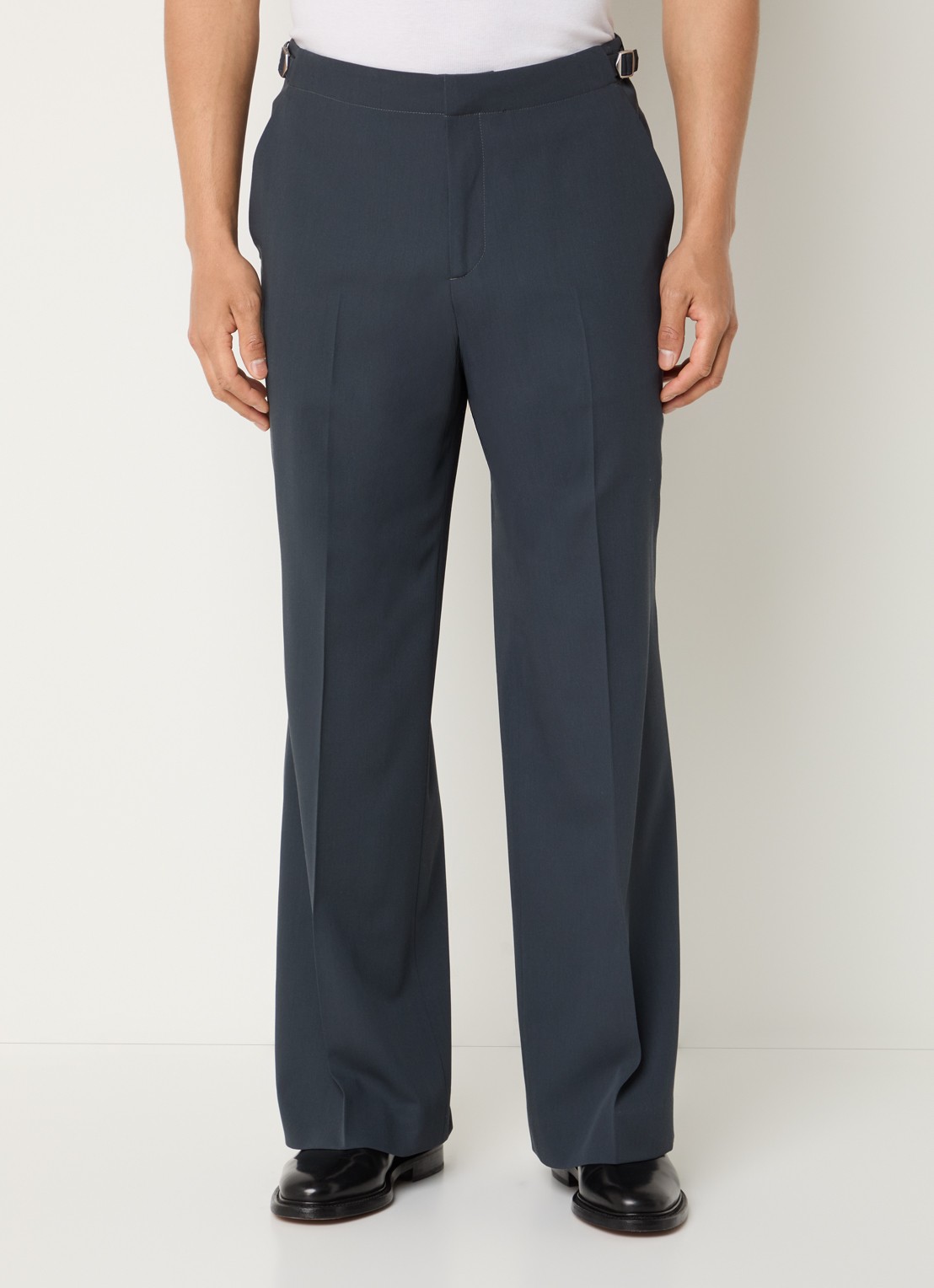 Sandro Straight fit pantalon van scheerwol met steekzakken - detail 4 antraciet