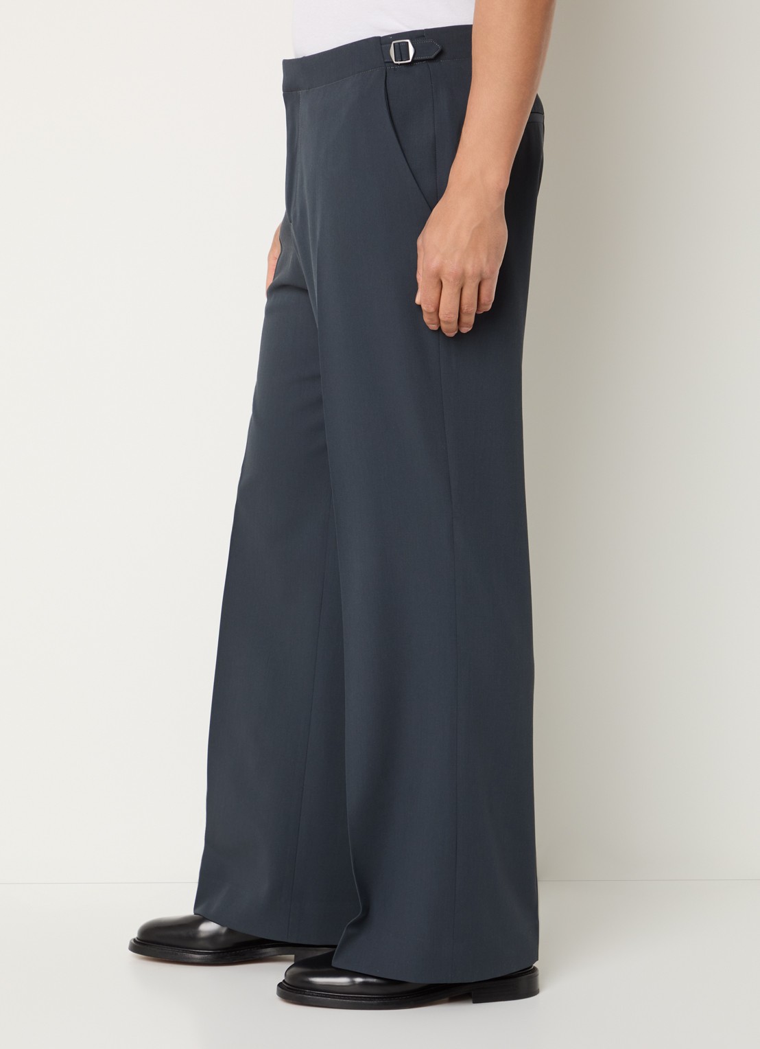 Sandro Straight fit pantalon van scheerwol met steekzakken - detail 5 antraciet