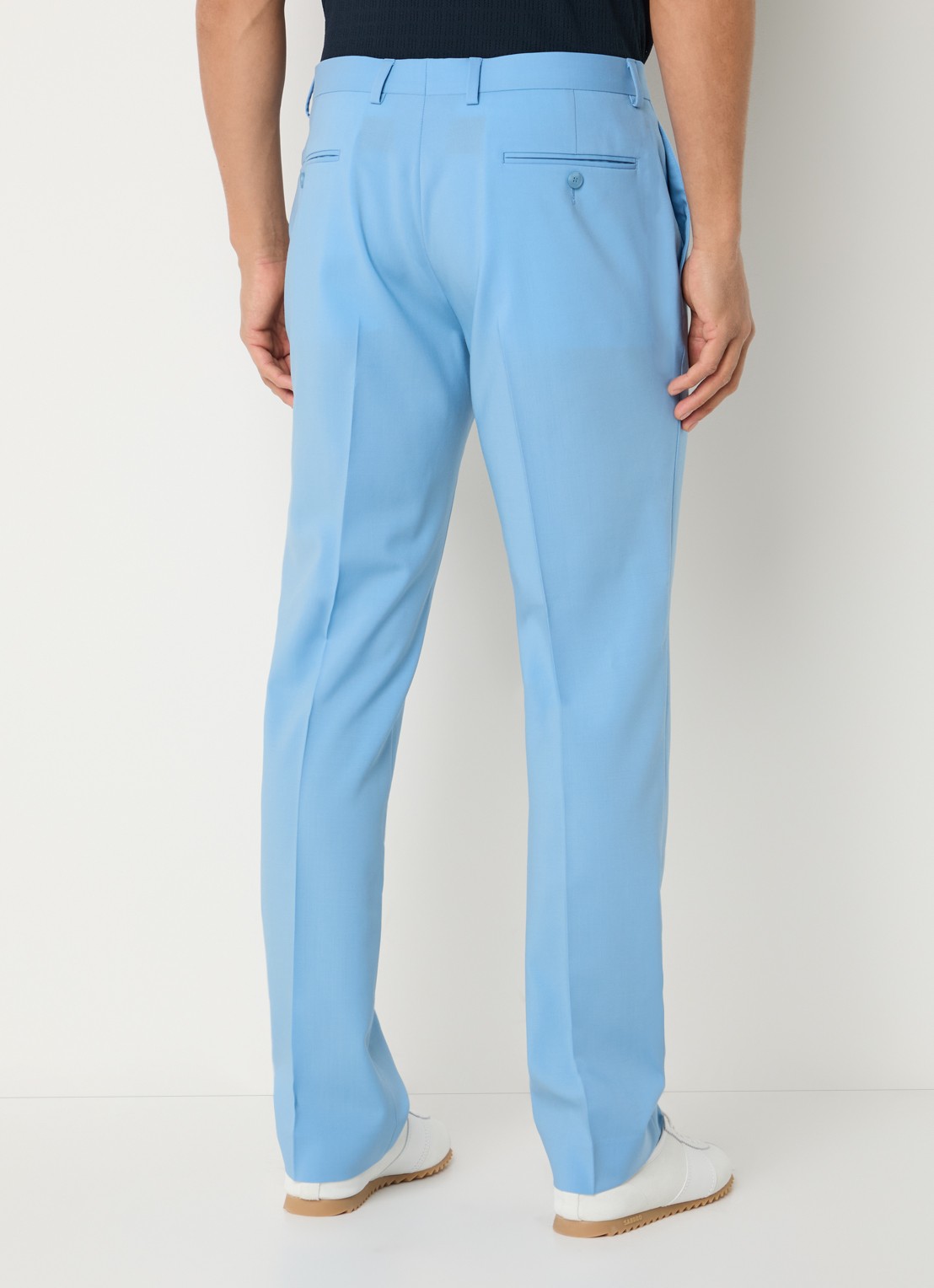 Sandro Straight fit pantalon van wol met steekzakken - achterkant lichtblauw