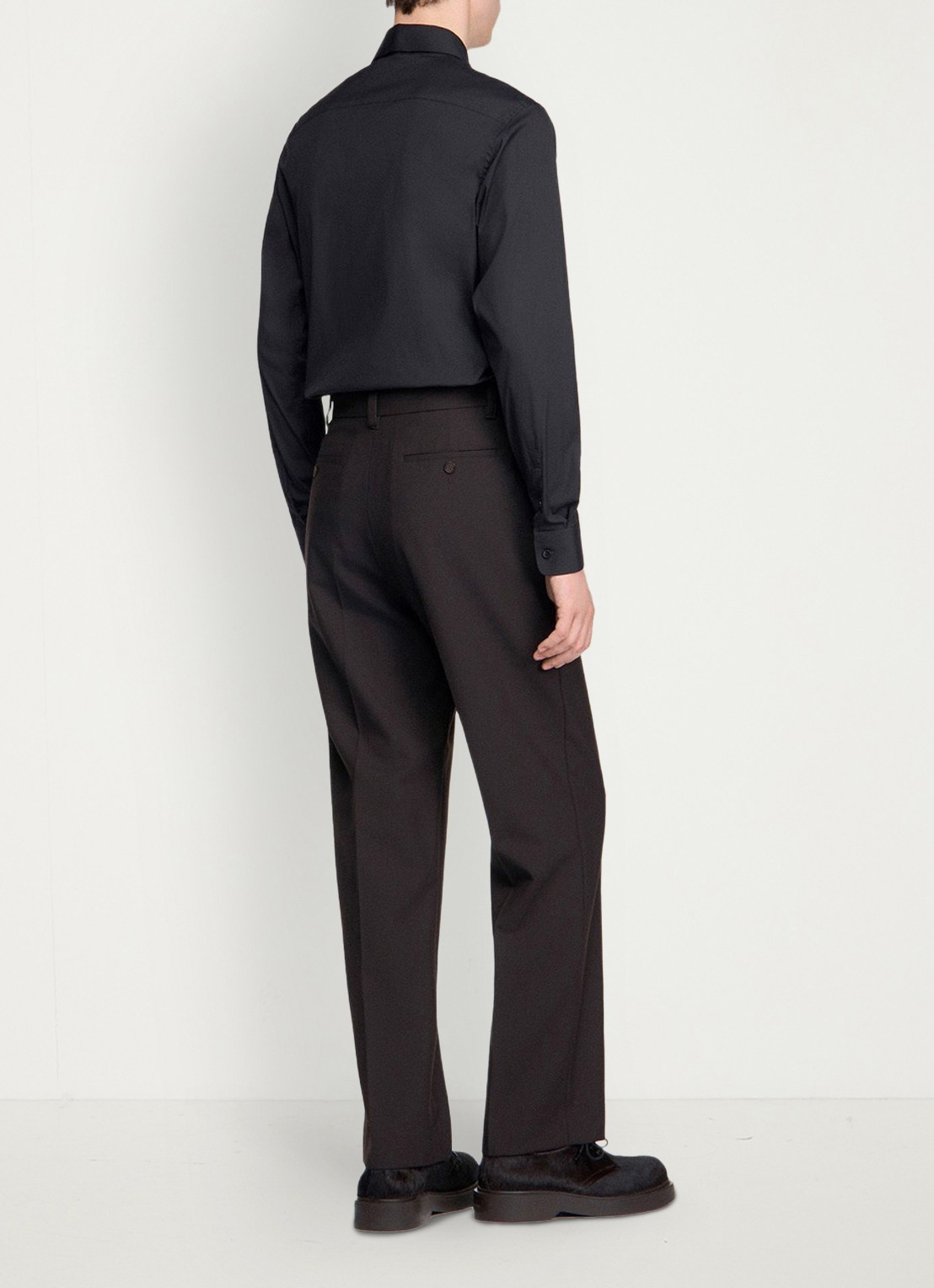 Sandro Straight fit pantalon van wol - achterkant 4 chocoladebruin