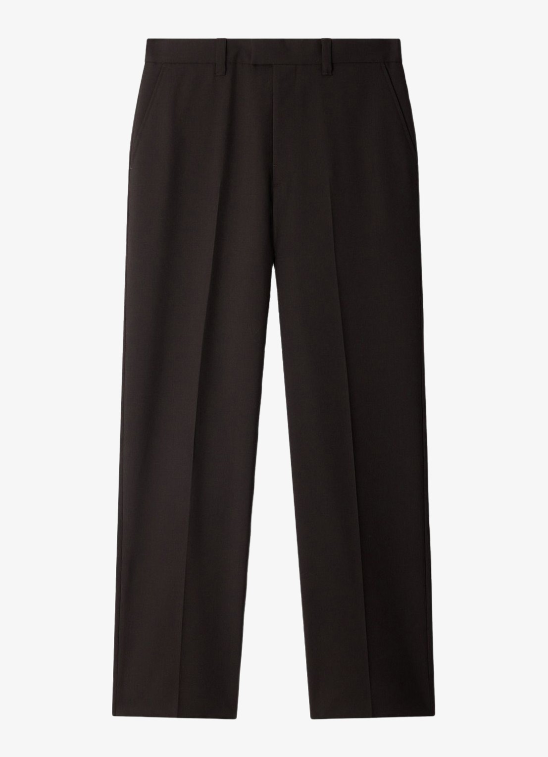 Sandro Straight fit pantalon van wol - voorkant 5 chocoladebruin