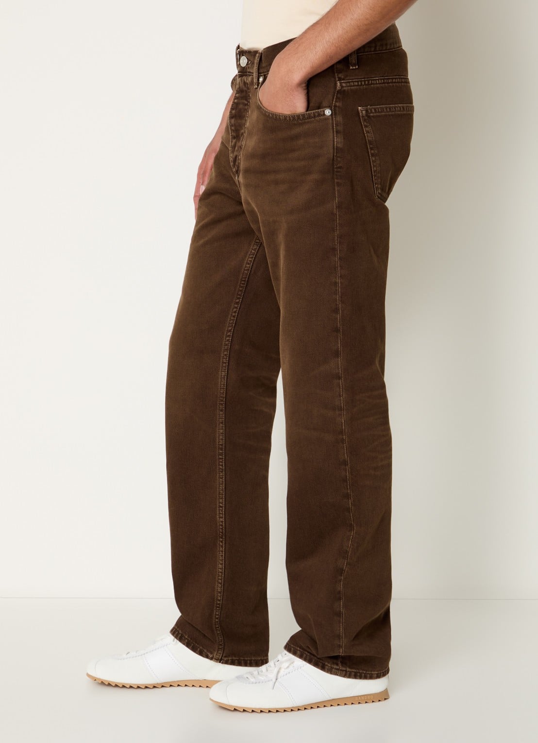 Sandro Straight leg jeans met gekleurde wassing - detail 5 bruin