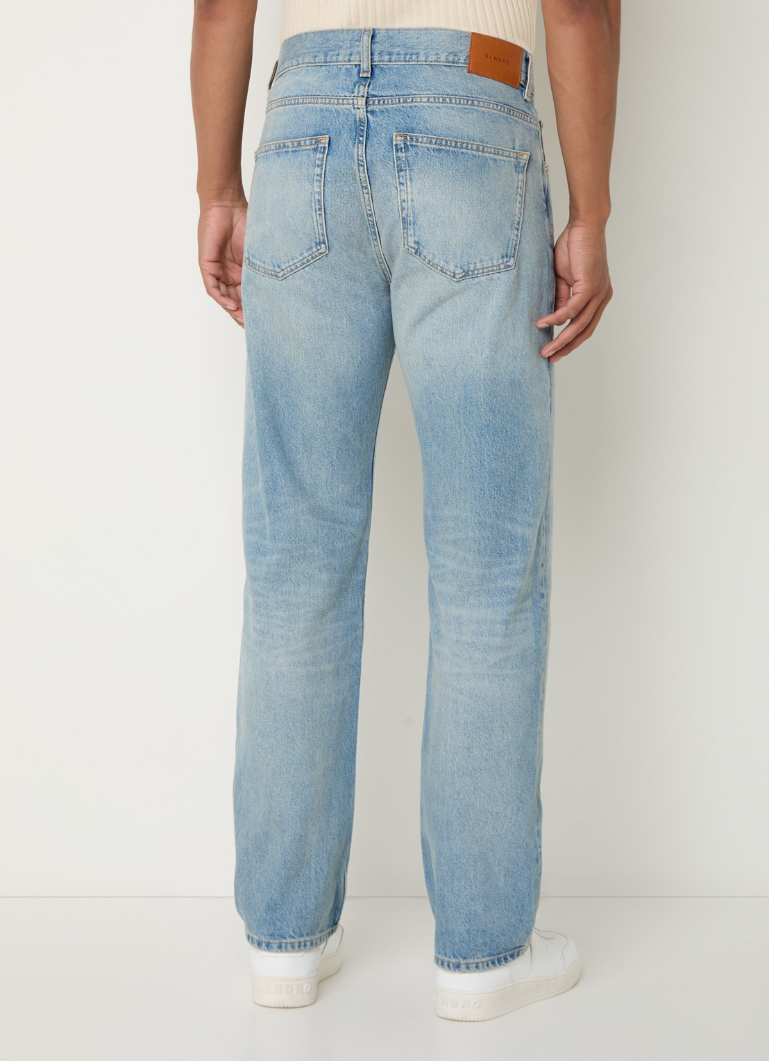 Sandro Straight leg jeans met lichte wassing - achterkant indigo