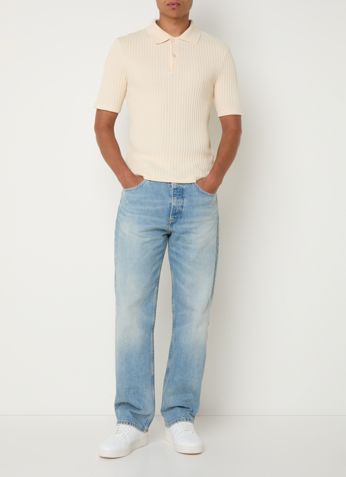 Sandro Straight leg jeans met lichte wassing - voorkant 5 indigo