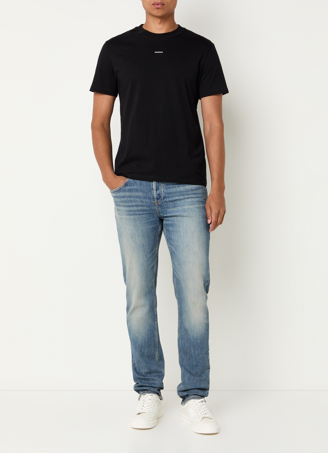 Sandro Straight leg jeans met medium wassing met steekzakken - voorkant 3 indigo