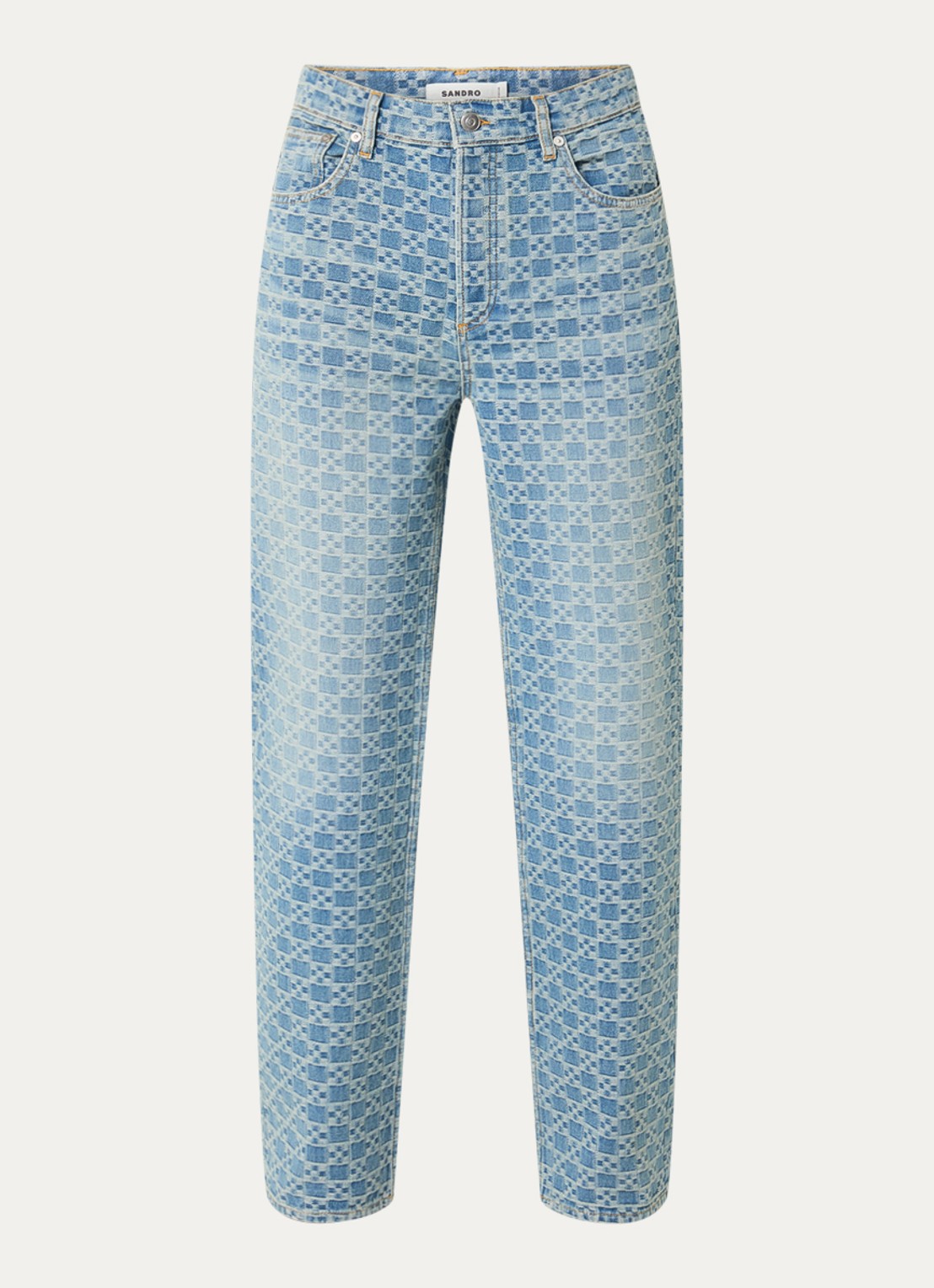 Sandro Straight leg jeans met steekzakken en print - voorkant indigo