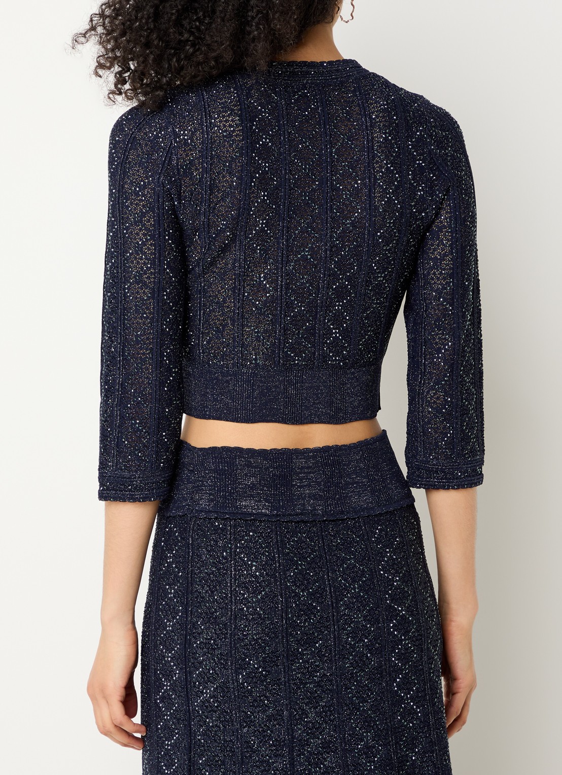 Sandro Strass knit cropped cardigan - achterkant 3 navy blue / blauw