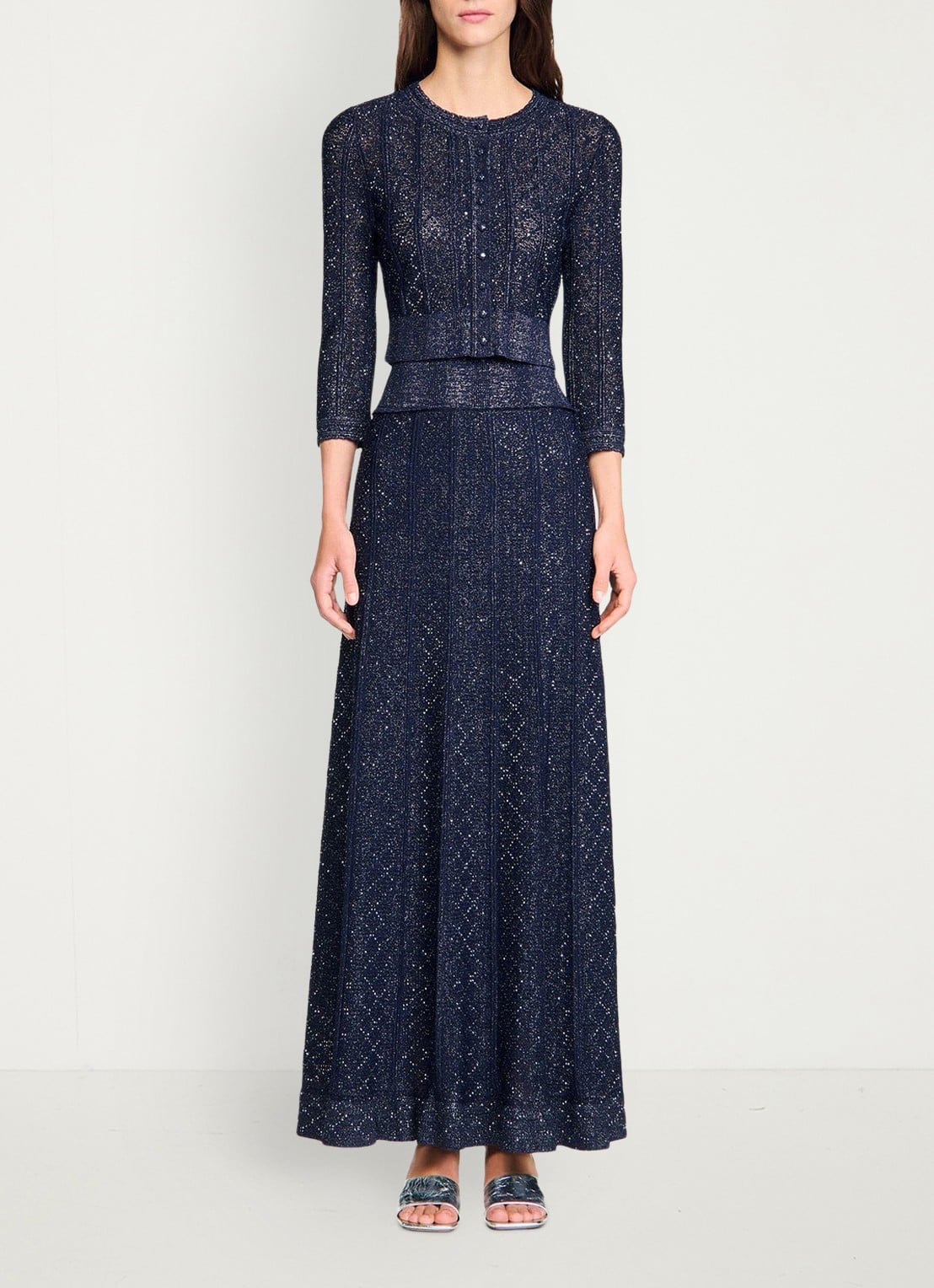 Sandro Strass knit cropped cardigan - detail 5 navy blue / blauw