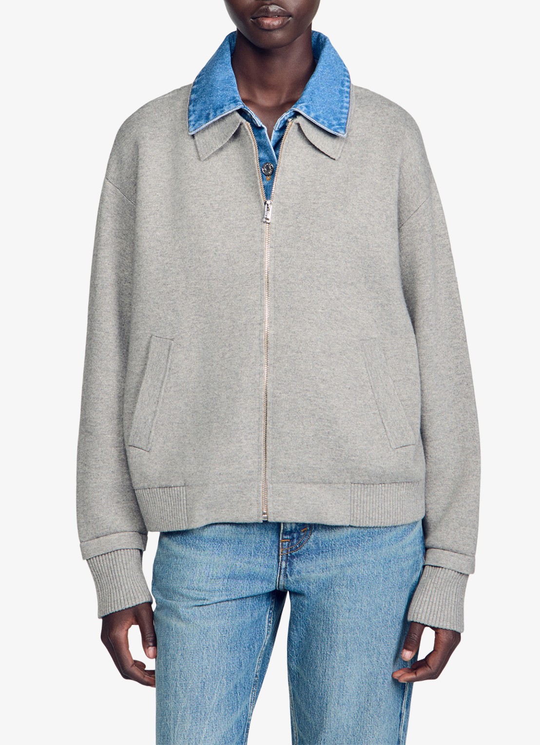 Sandro Sweater in wolblend met polokraag - detail 3 grijs