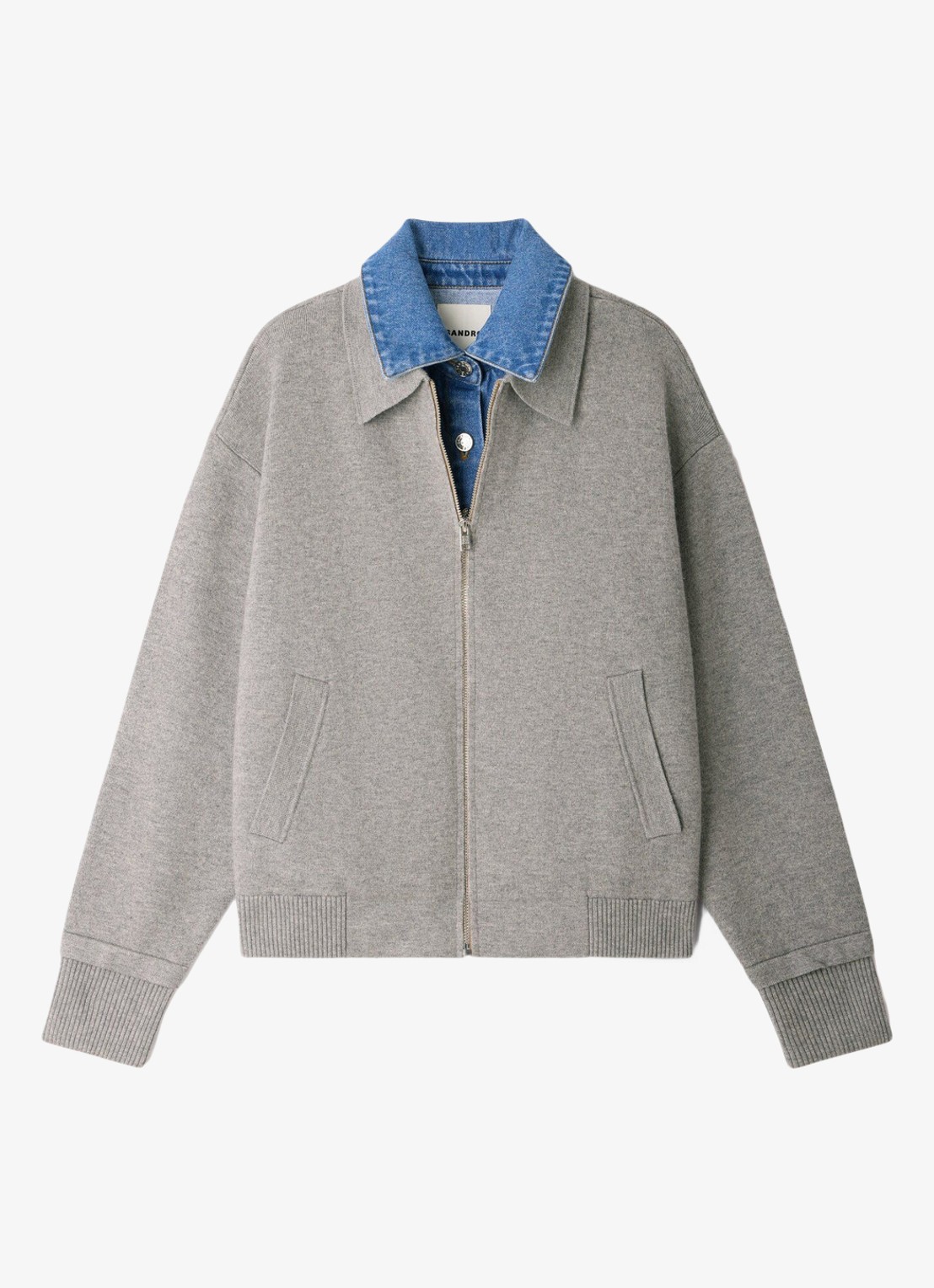 Sandro Sweater in wolblend met polokraag - voorkant grijs