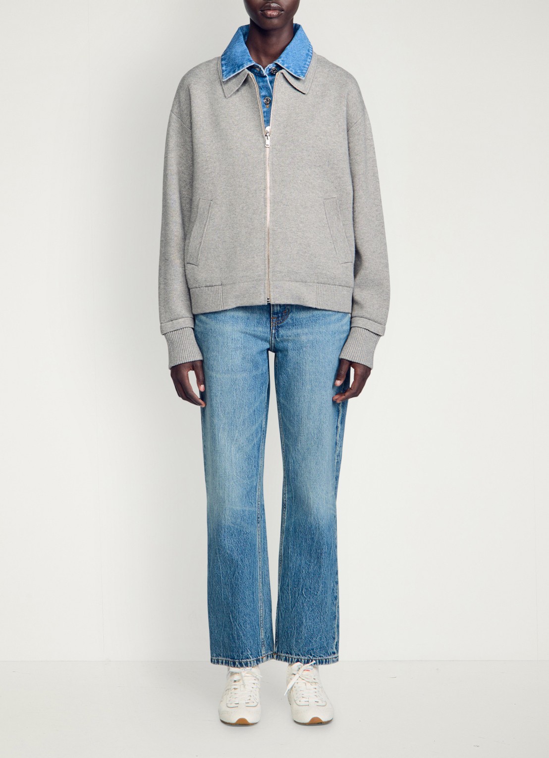 Sandro Sweater in wolblend met polokraag - voorkant 6 grijs
