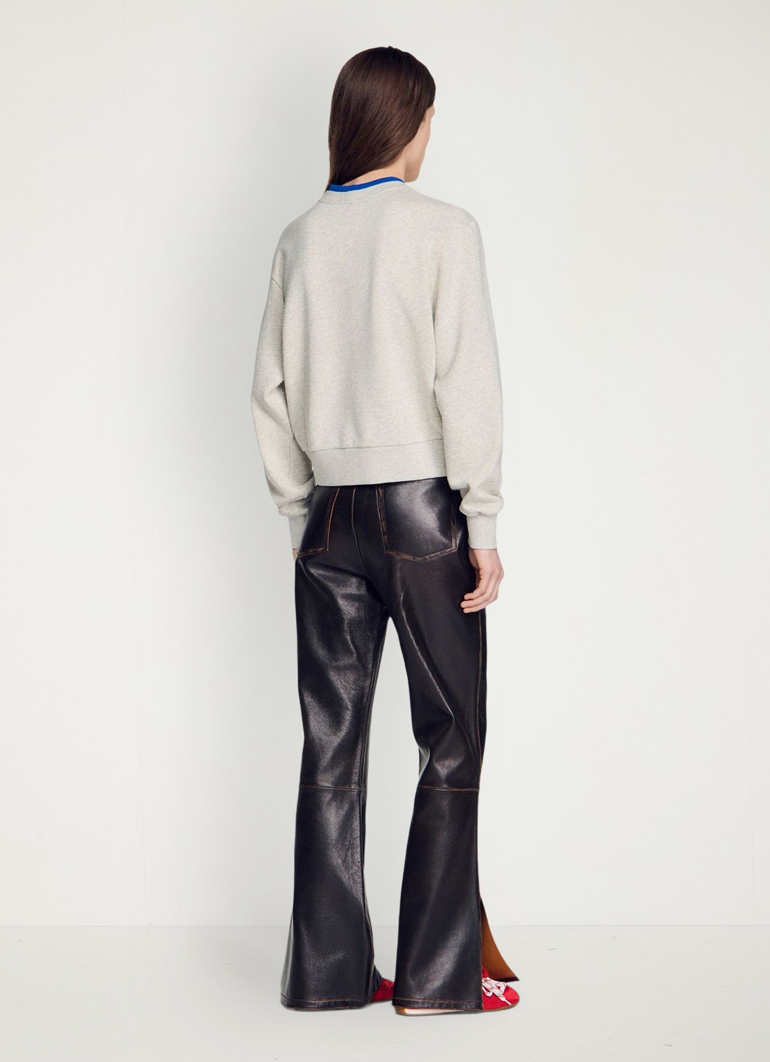 Sandro Sweater met gemêleerd dessin en logo - achterkant 4 lichtgrijs