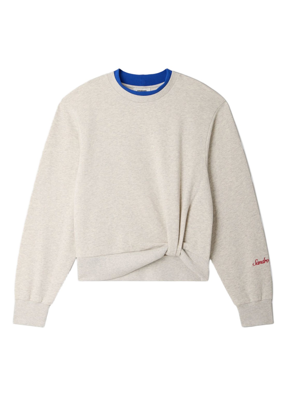 Sandro Sweater met gemêleerd dessin en logo - voorkant 5 lichtgrijs
