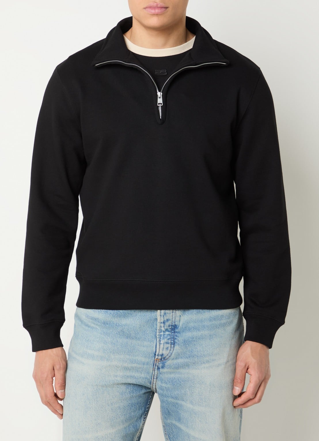 Sandro Sweater met halve rits - detail zwart