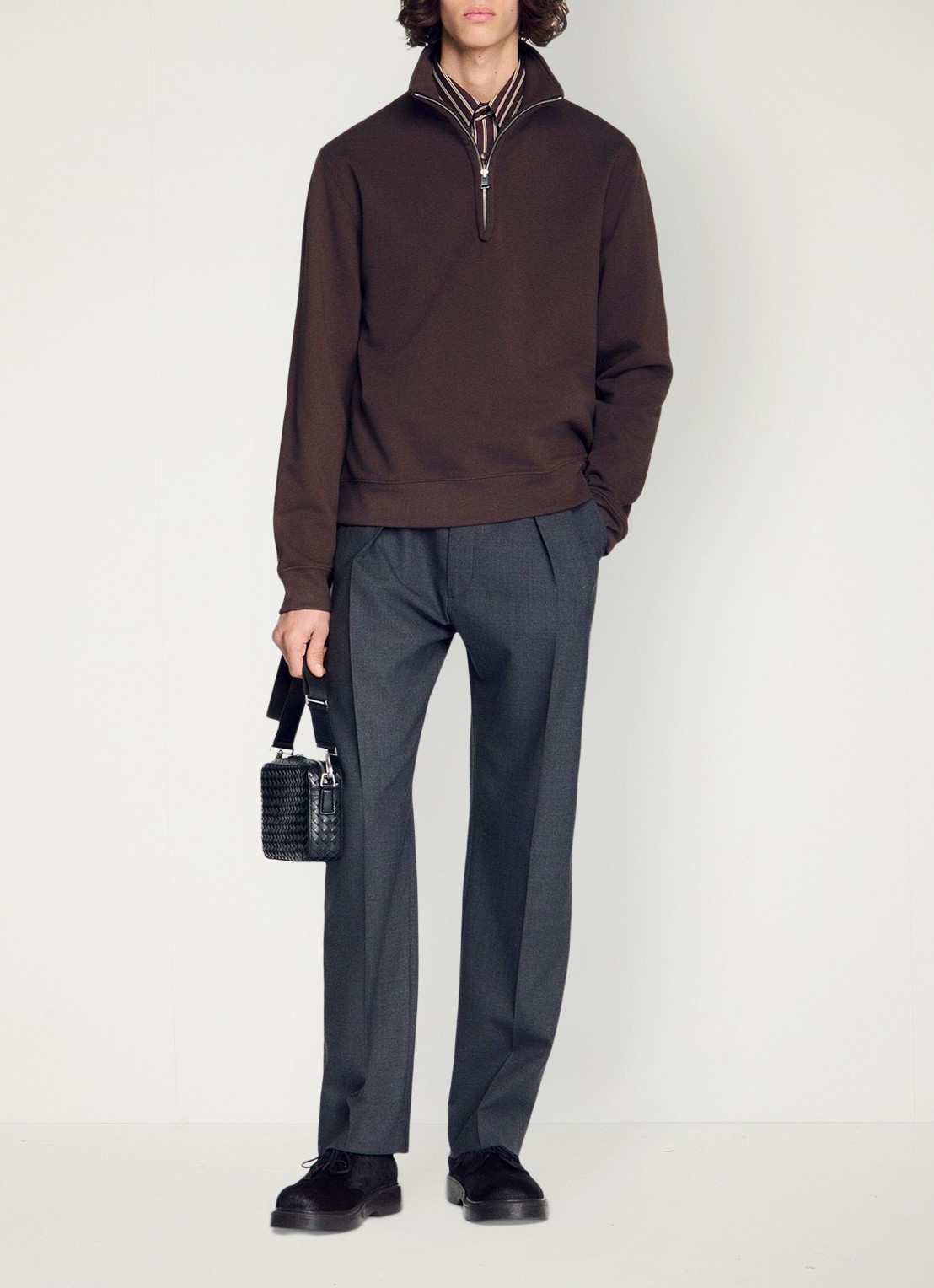 Sandro Sweater met halve rits - voorkant 4 bruin