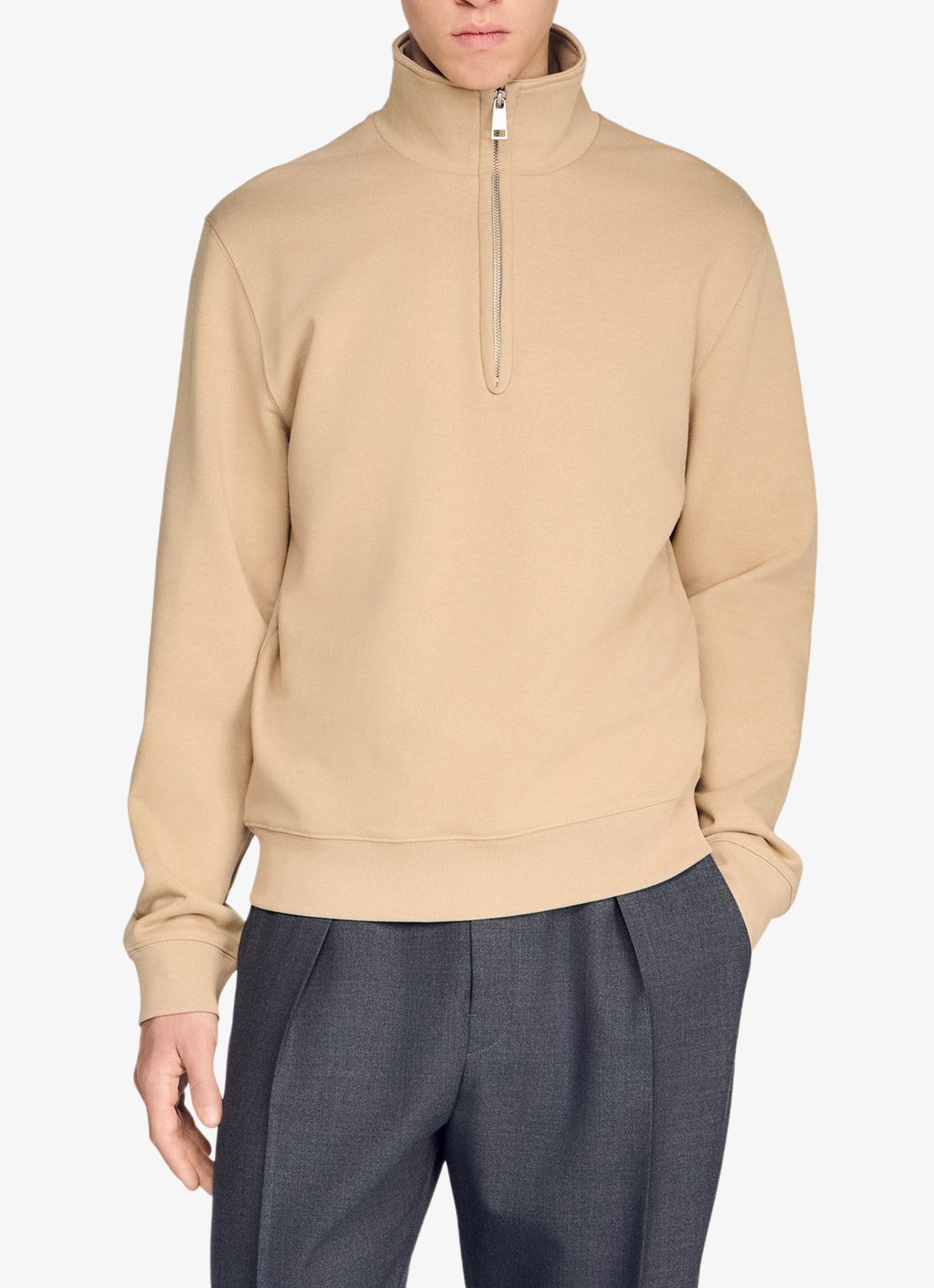 Sandro Sweater met halve rits - detail 2 beige