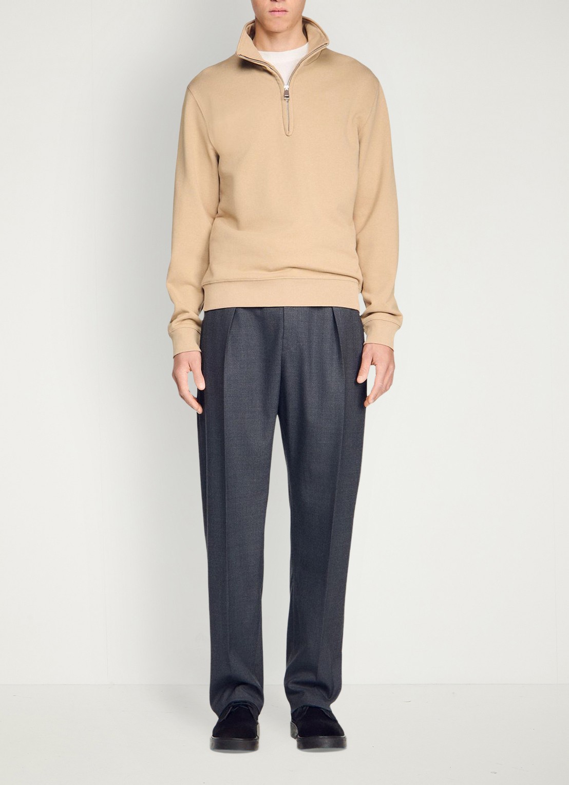 Sandro Sweater met halve rits - detail 3 beige