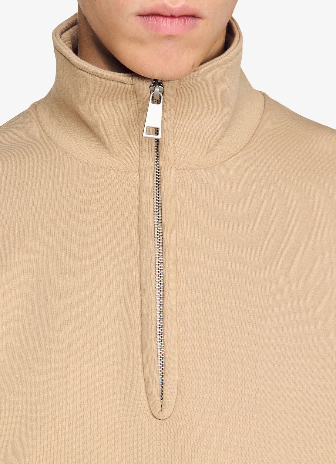 Sandro Sweater met halve rits - detail 4 beige