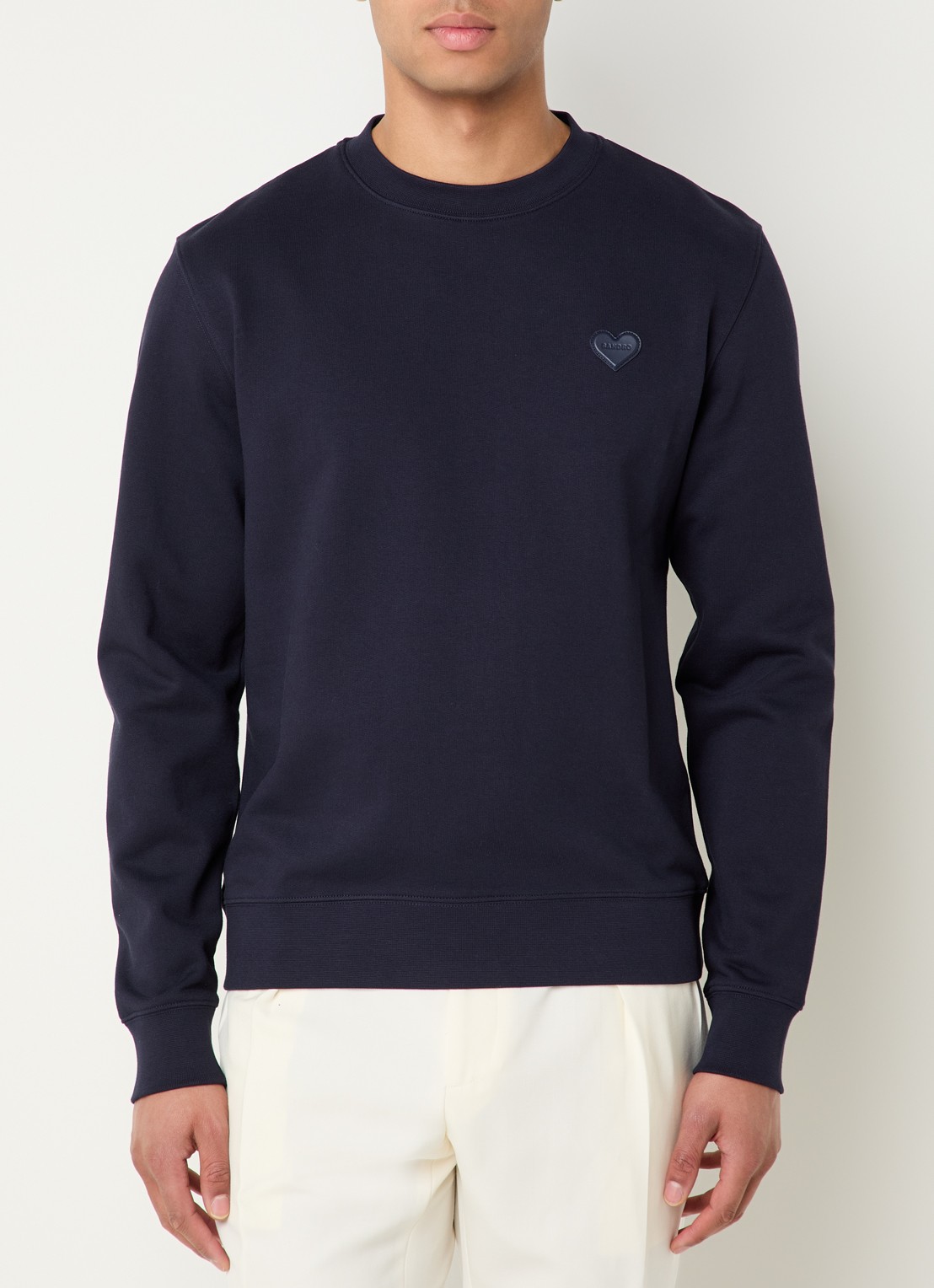 Sandro Sweater met logo - detail donkerblauw