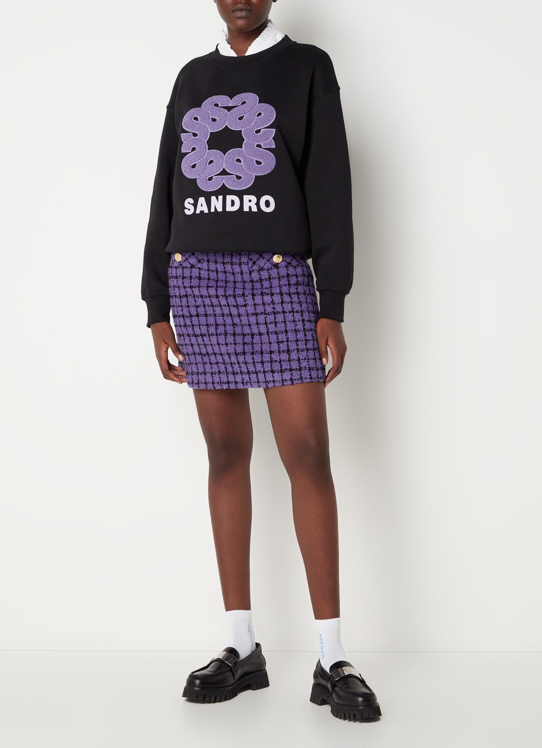 Sandro Sweater met logoborduring - voorkant 2 zwart