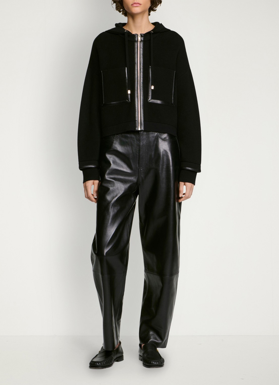 Sandro Sweatvest met details van leer - detail zwart