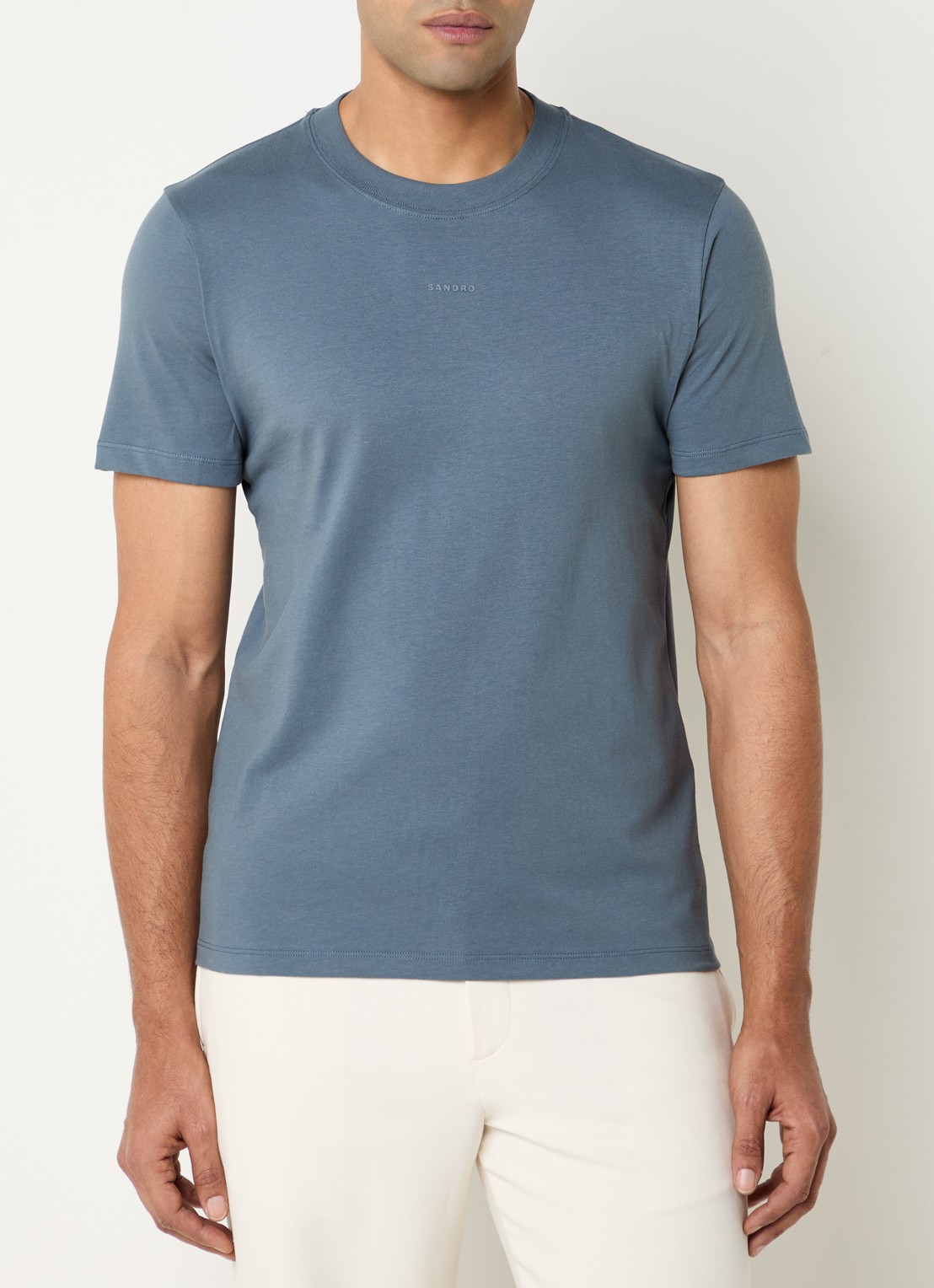 Sandro T-shirt met logo - detail 4 blauwgrijs