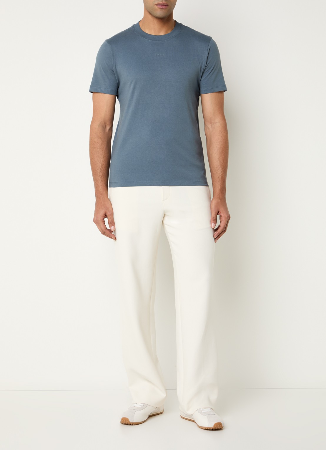 Sandro T-shirt met logo - voorkant 3 blauwgrijs