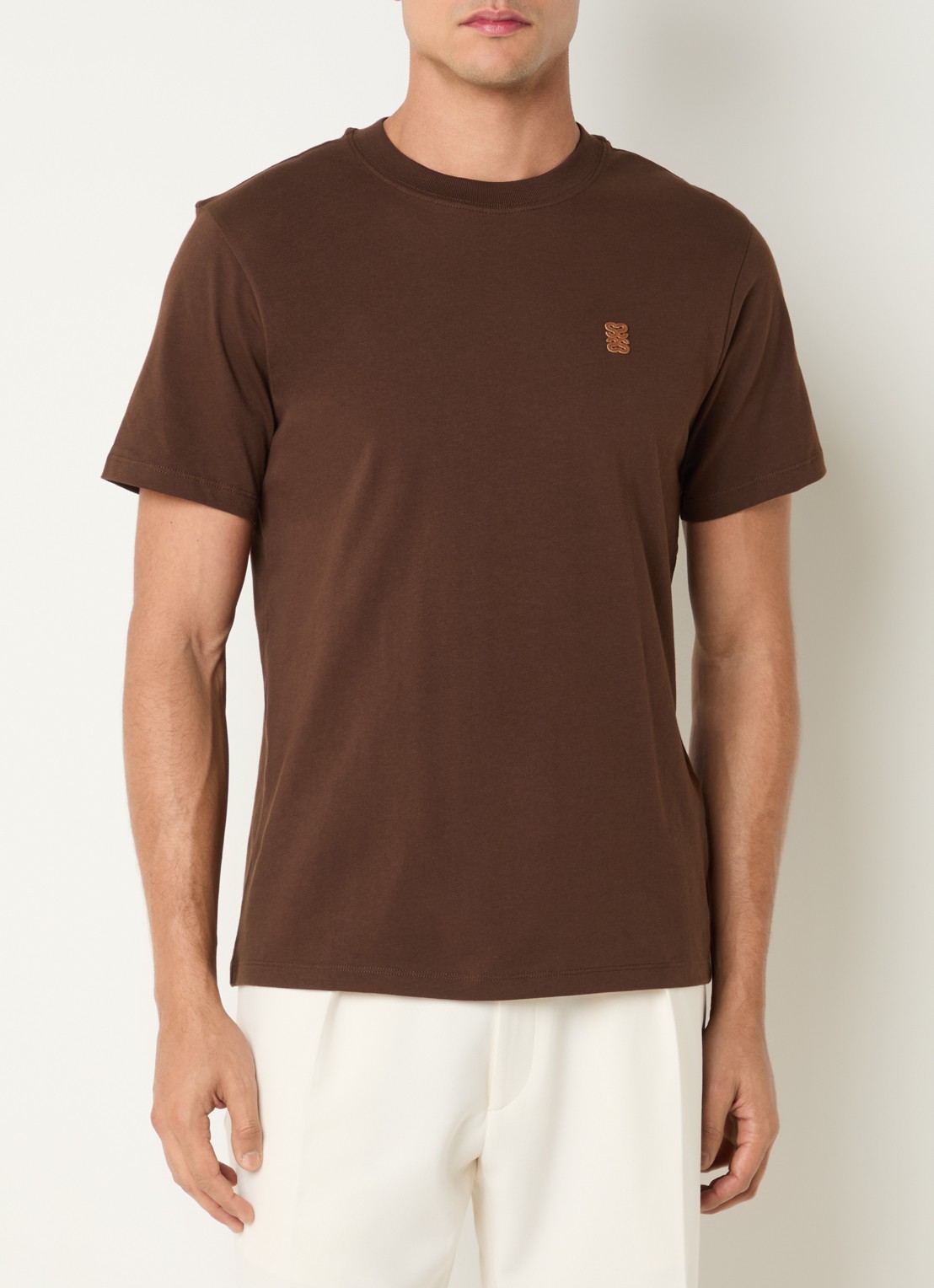 Sandro T-shirt met logo - detail 3 donkerbruin