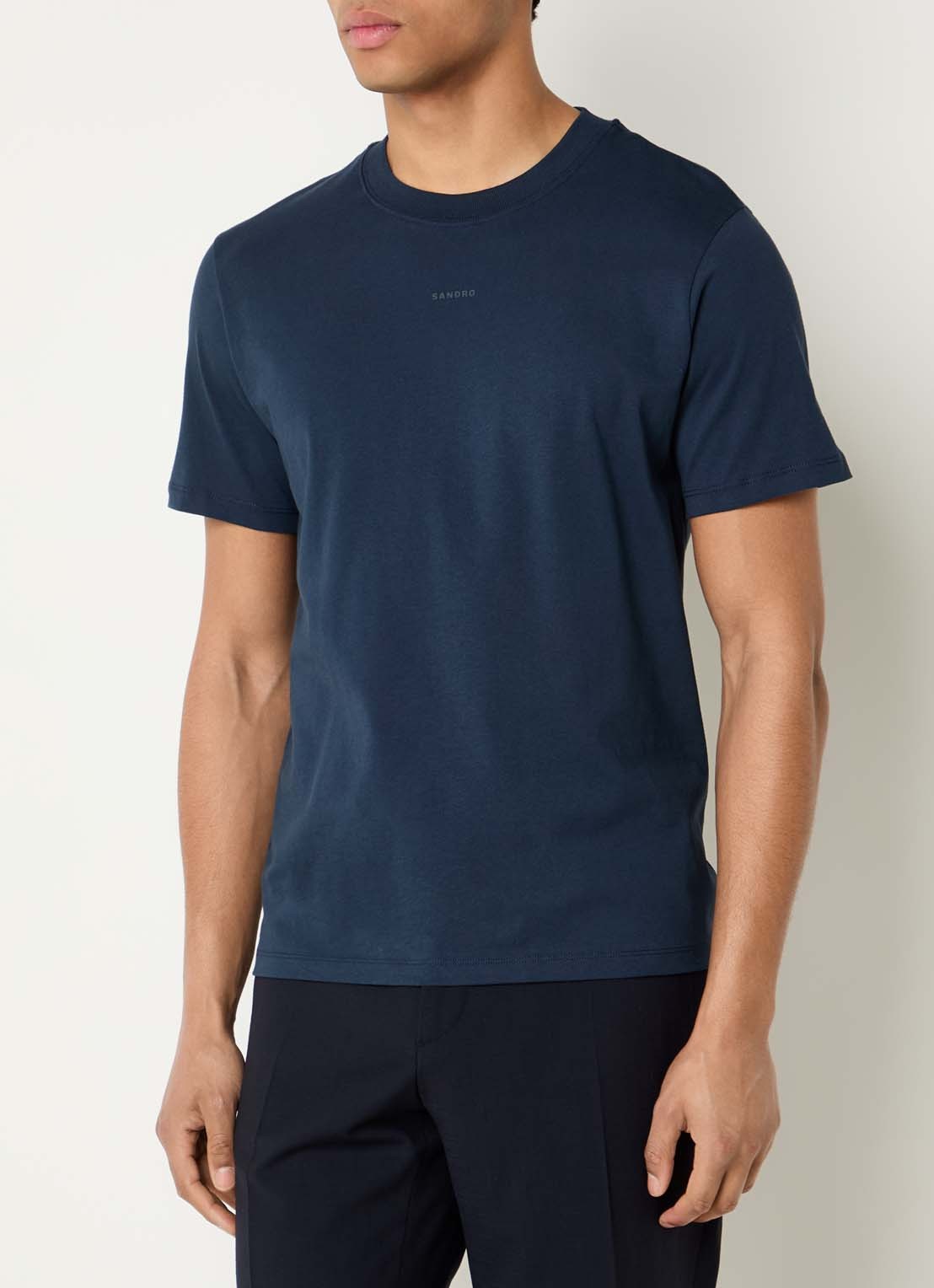 Sandro T-shirt met logo - detail 3 donkerblauw