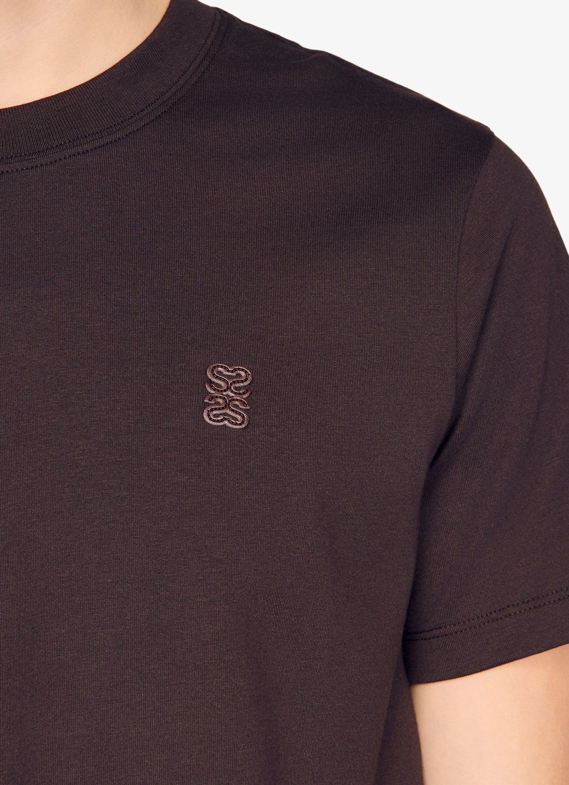 Sandro T-shirt met logo - detail 6 chocoladebruin