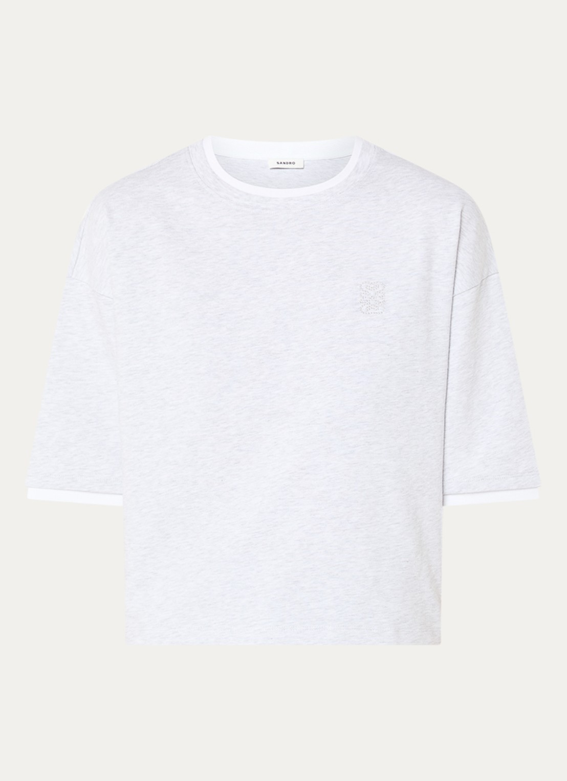 Sandro T-shirt met logoborduring - voorkant 2 grijsmele