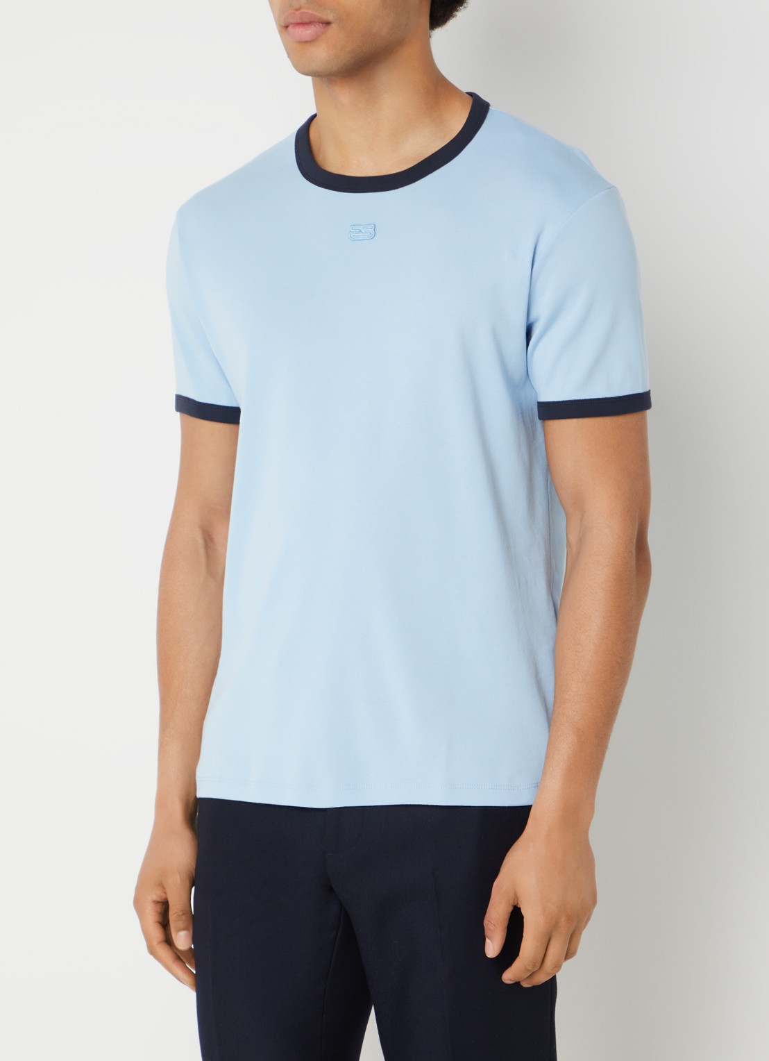 Sandro T-shirt met logoborduring - detail blauwgrijs